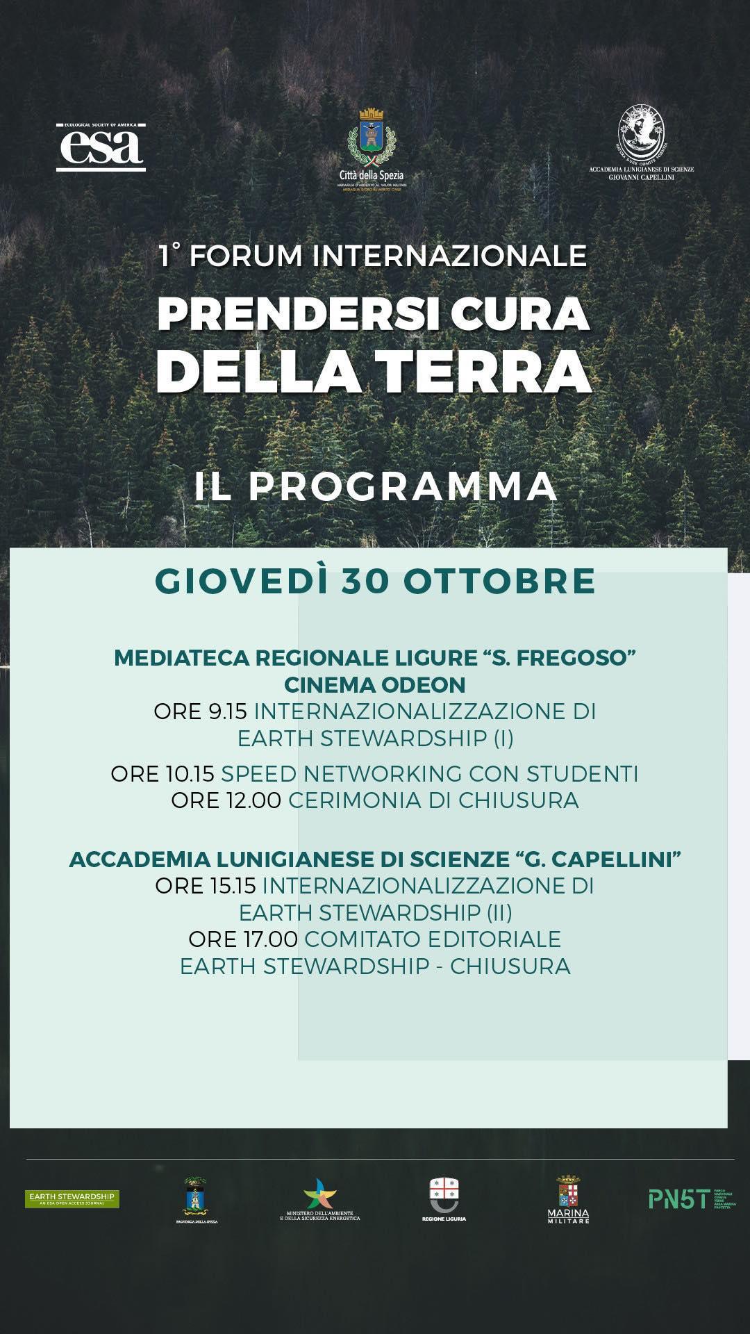 1° Forum Internazionale Prendersi cura della Terra (dalle ore 9.15) 1° Forum Internazionale Prendersi cura della Terra (dalle ore 9.15)
