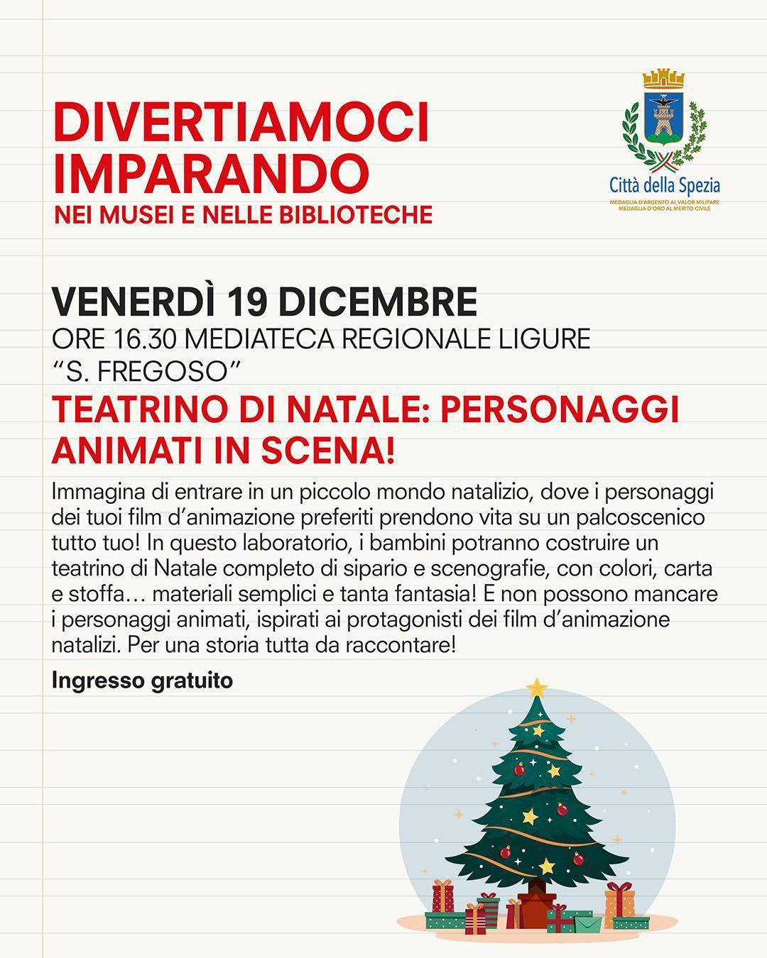 Natale nei musei e nelle biblioteche - Laboratorio di Natale: Teatrino di Natale Personaggi Animati in Scena (inizio ore 16.30)