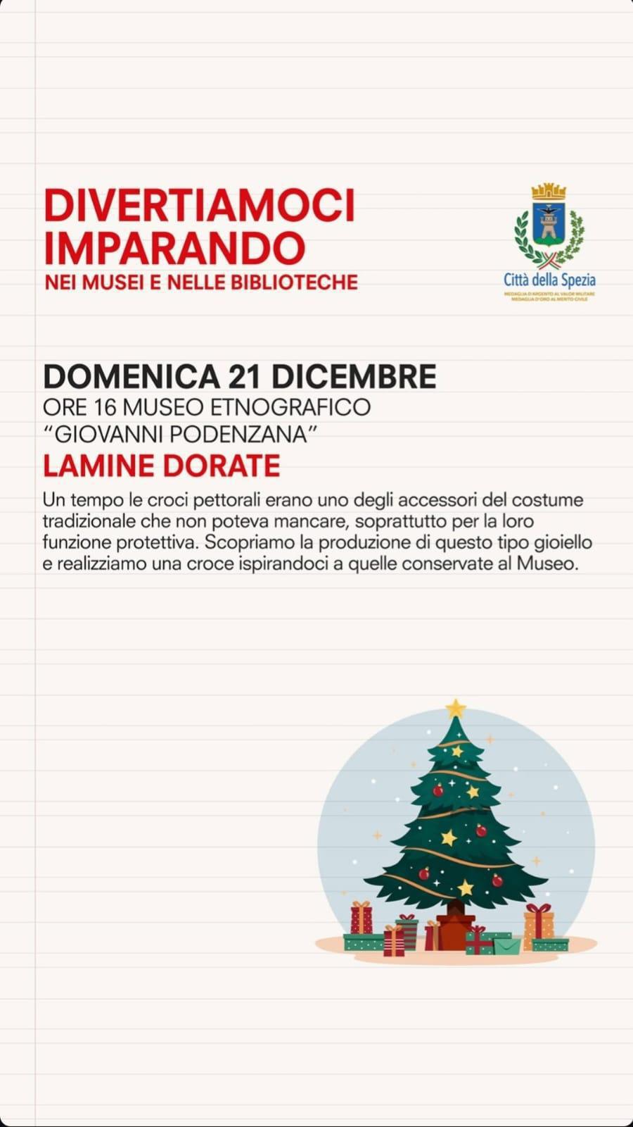 Natale nei musei e nelle biblioteche: Lamine Dorate (inizio ore 16.00)