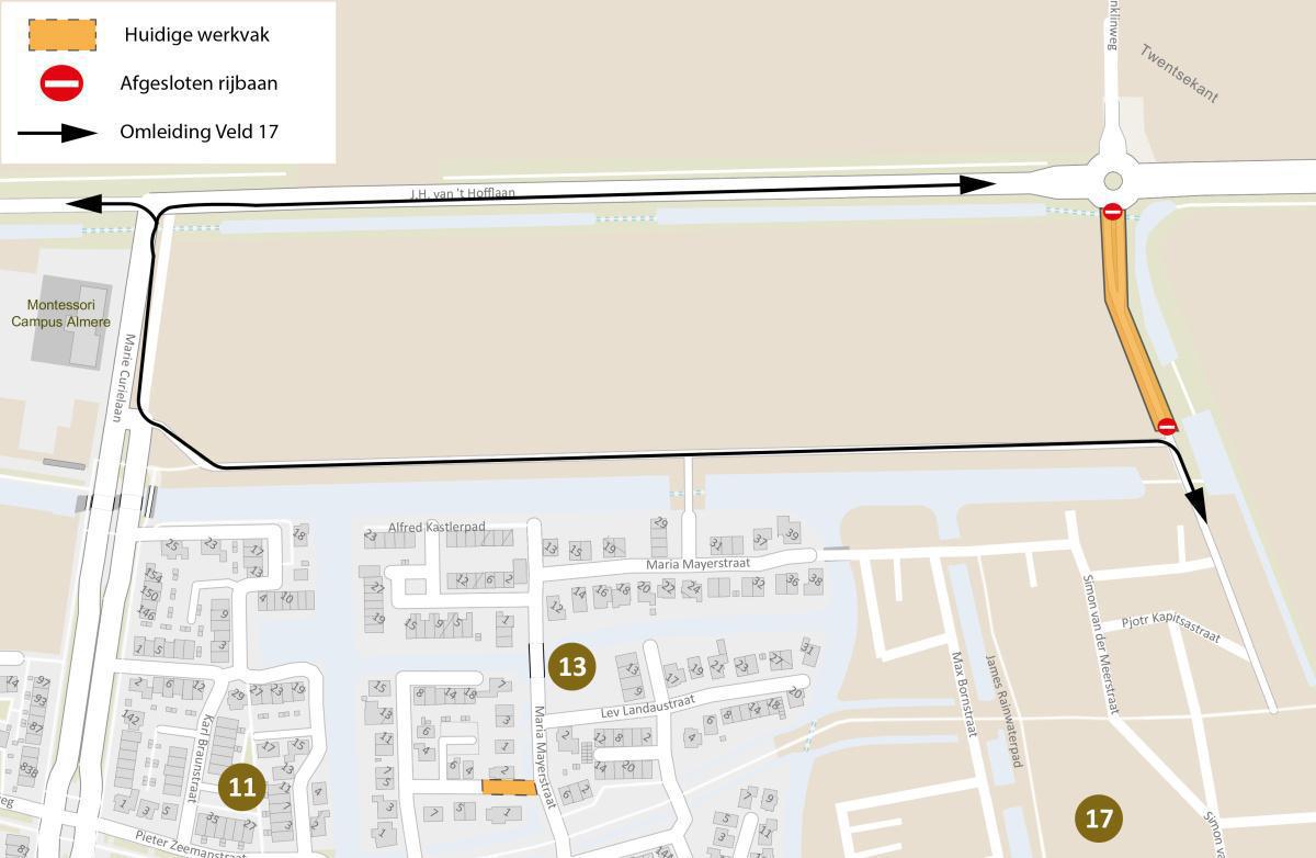 Afsluiting verbindingsweg J.H. van 't Hofflaan en Veld 17 