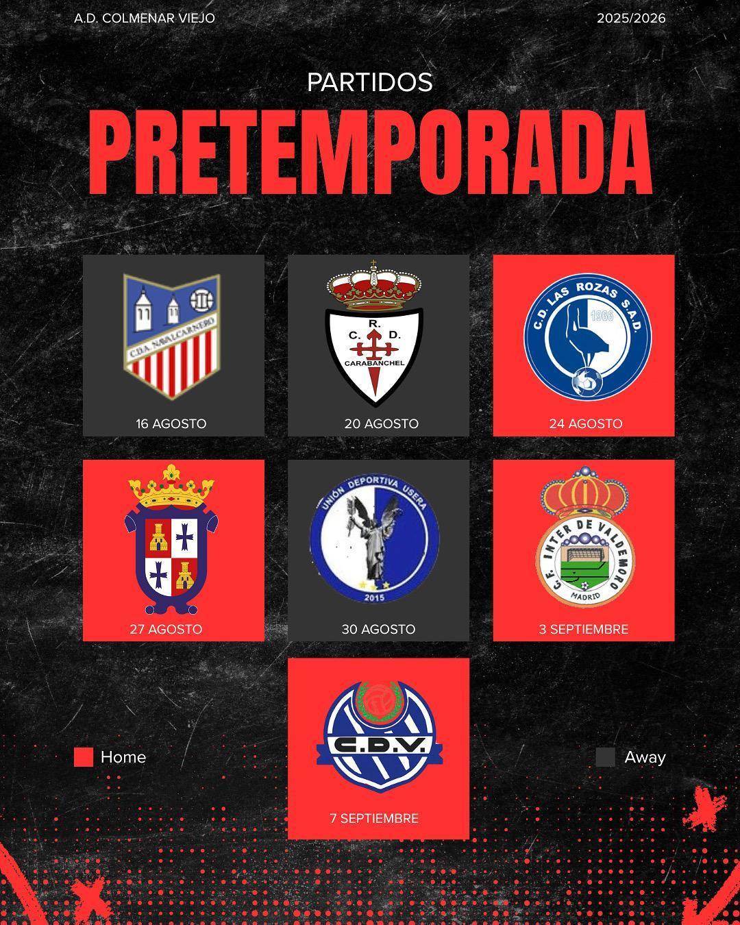 Partidos pretemporada primer equipo masculino 