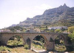 The Gothic bridge over the Llobregat river The Gothic bridge over the Llobregat river