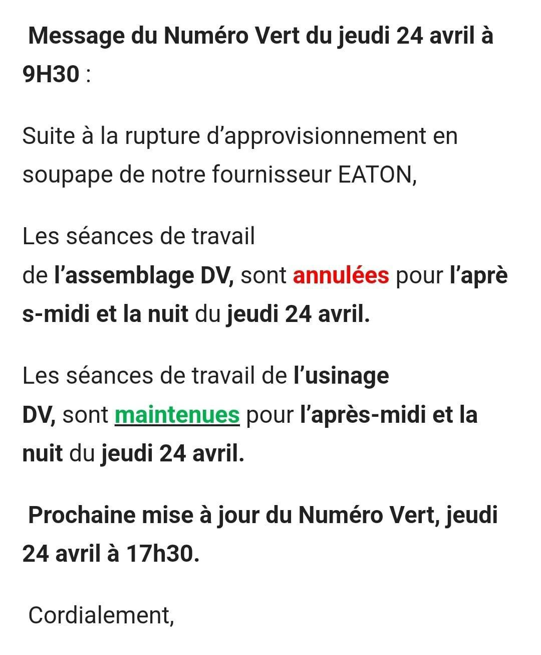 Mise à jour N°vert secteur DV