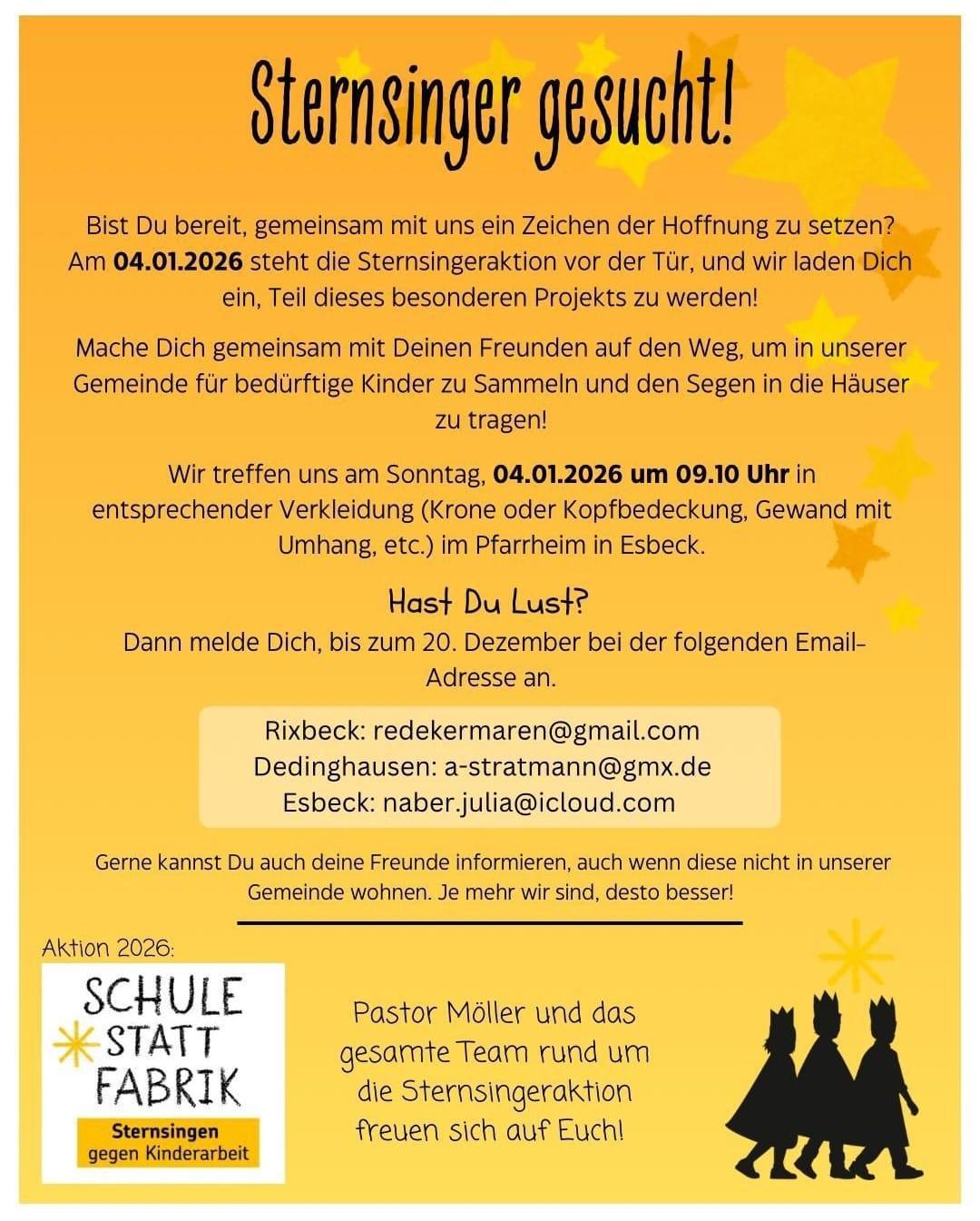 Sternsinger gesucht!