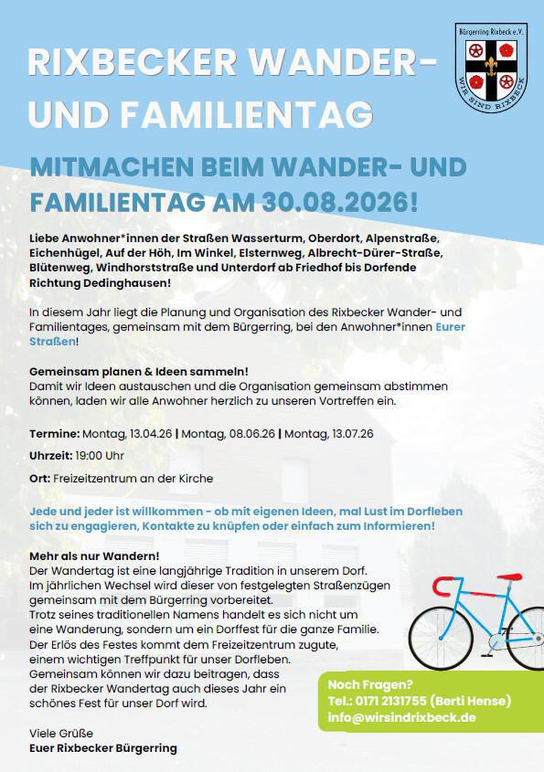 2.Vorbereitungstreffen Wandertag 2026