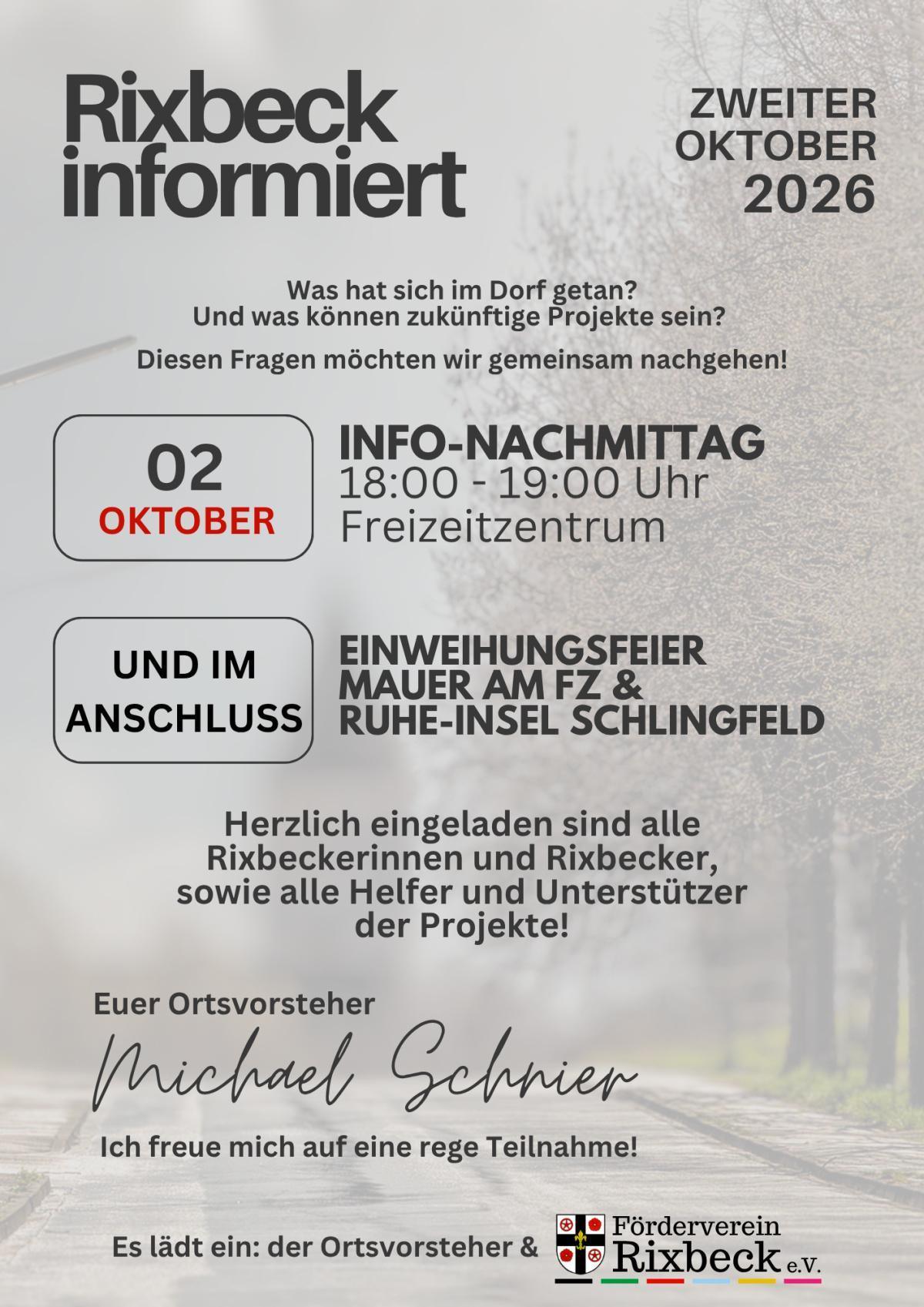 Rixbeck informiert & Einweihungsfeier