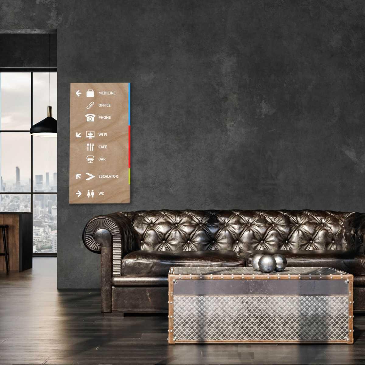Wood sign module wall secure-rettangolo