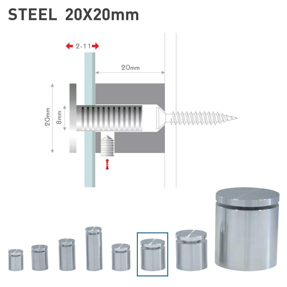 Fisso steel Ø20mm Fisso steel Ø20mm