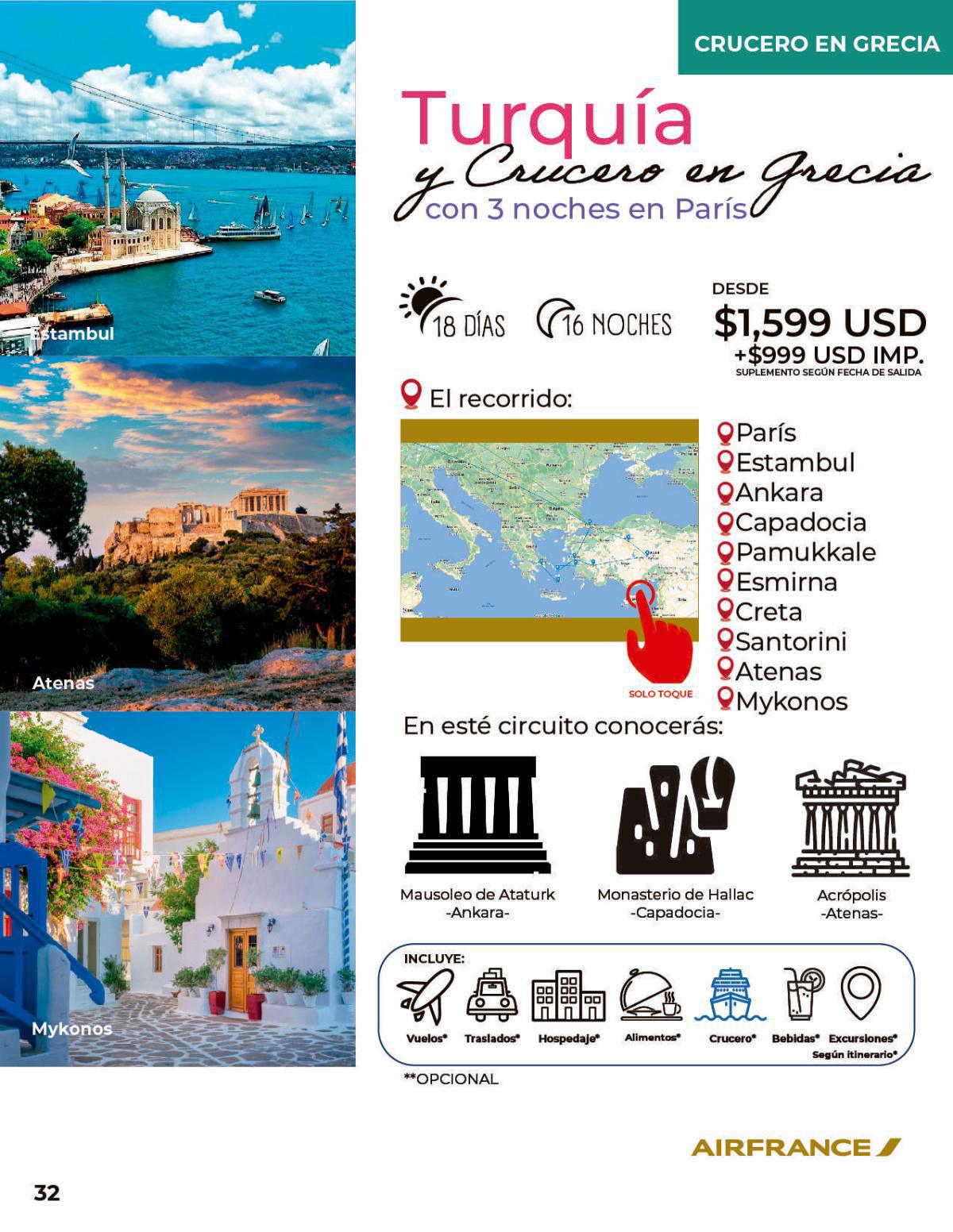 Turquía y Crucero en Grecia con 3 noches en París