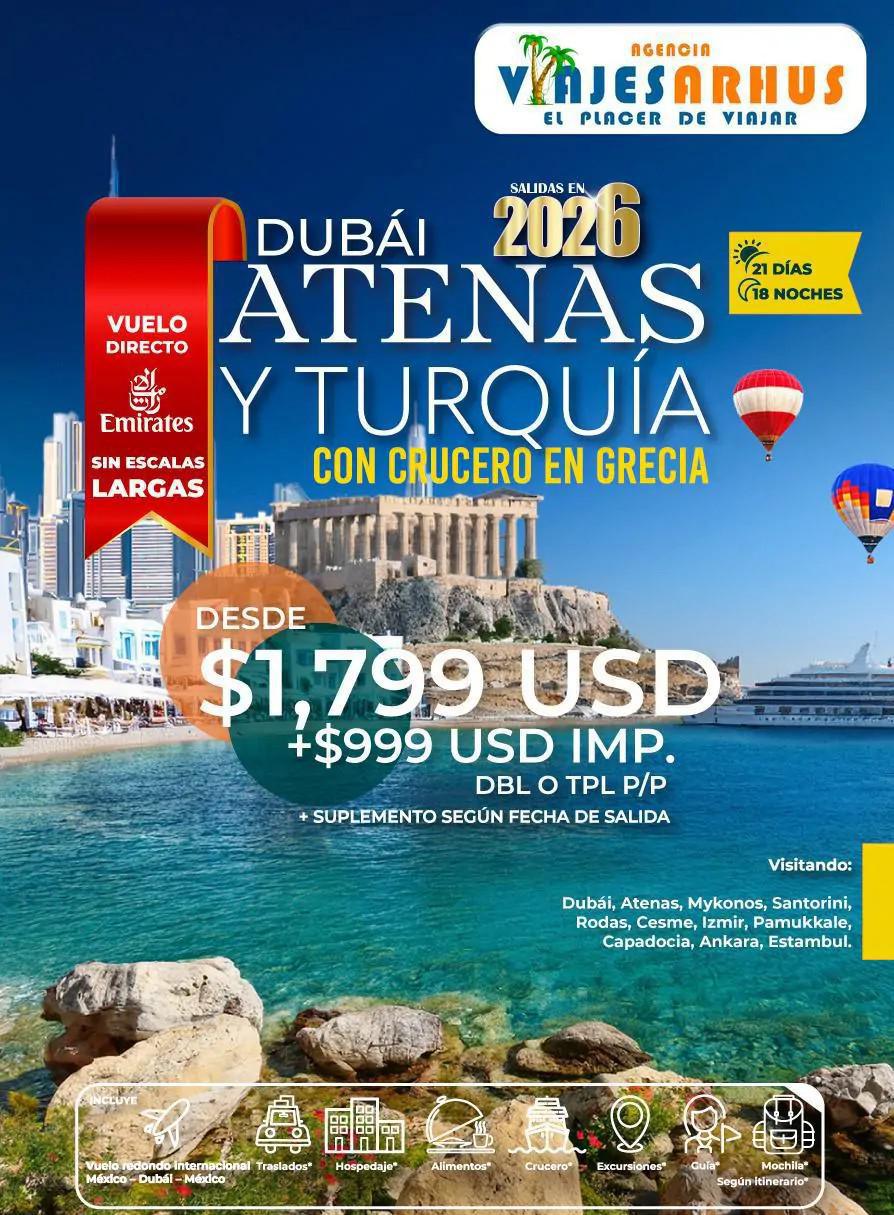 Dubái, Atenas y Turquía con crucero en Grecia