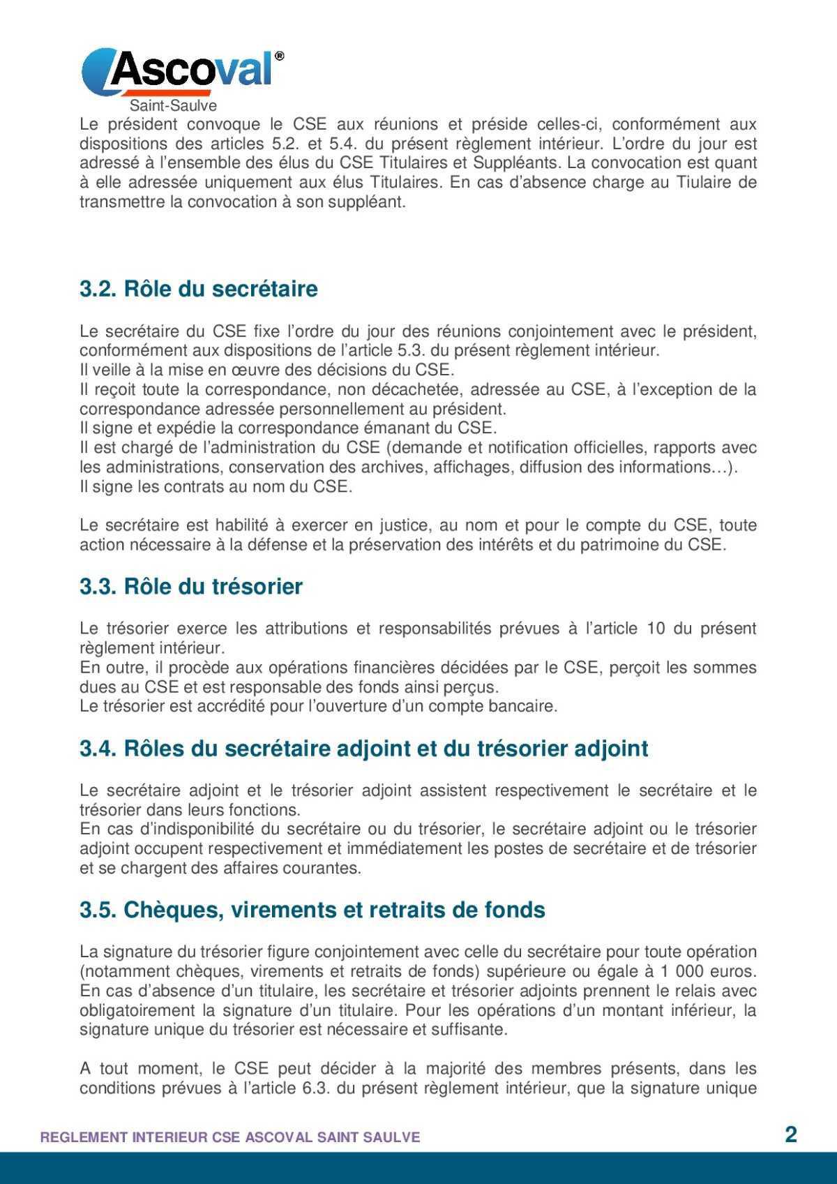 règlement intérieur 