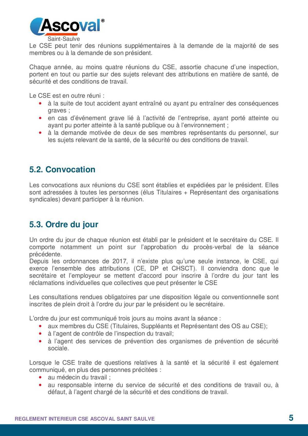 règlement intérieur 