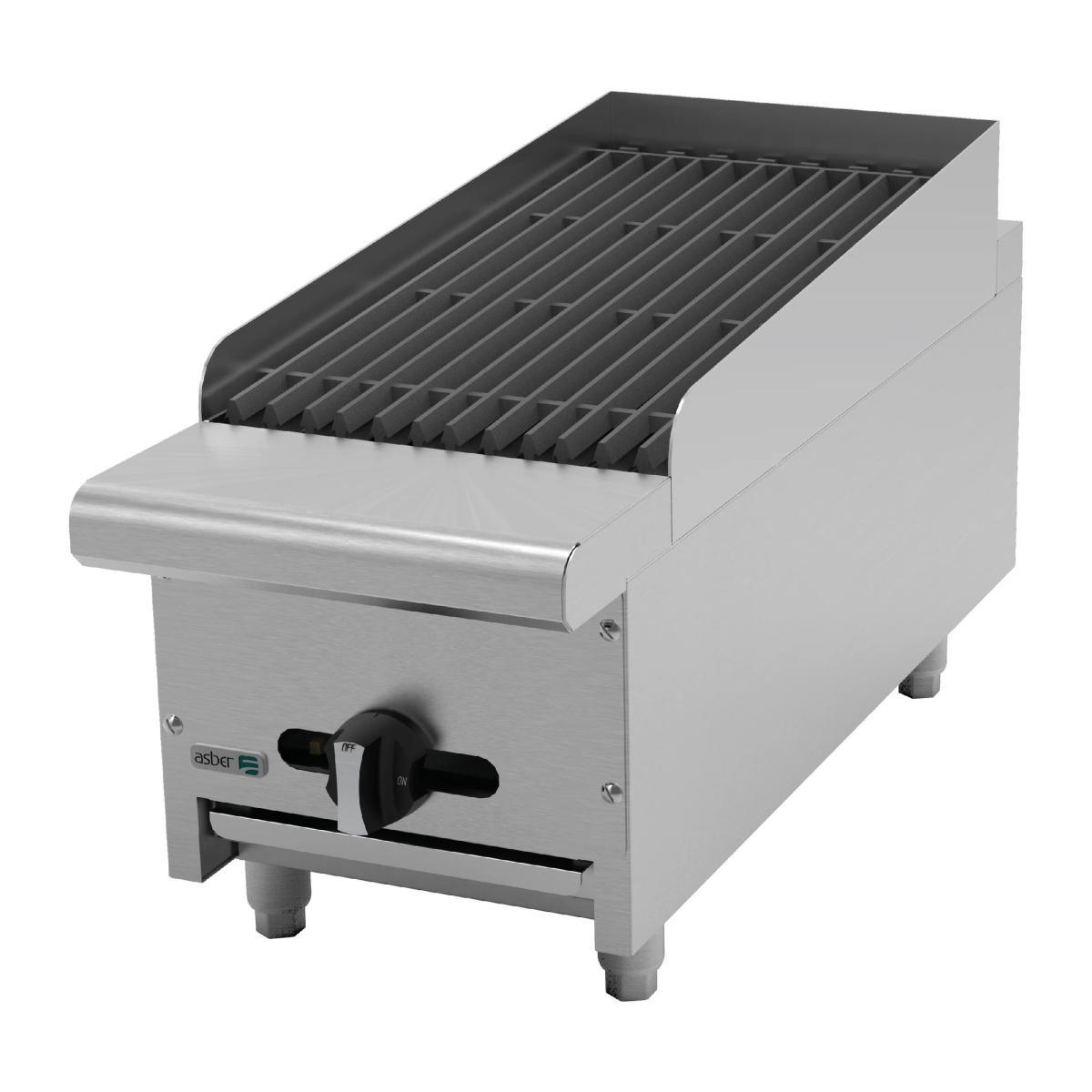 Asador a Gas - Piedra Volcánica 12" Acero Inoxidable Asber AECRB-12