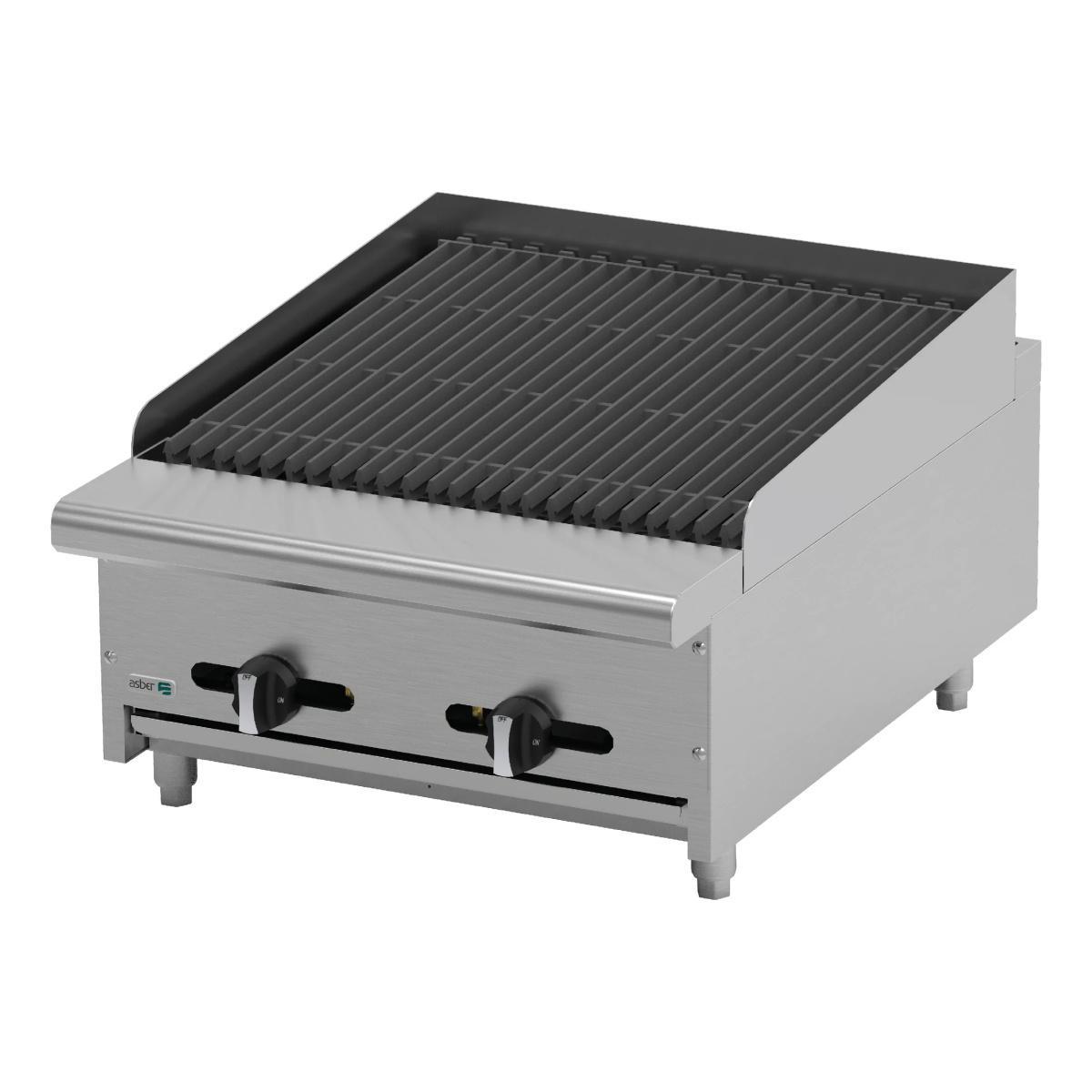 Asador a Gas - Piedra Volcánica 24" Acero Inoxidable Asber AECRB-24