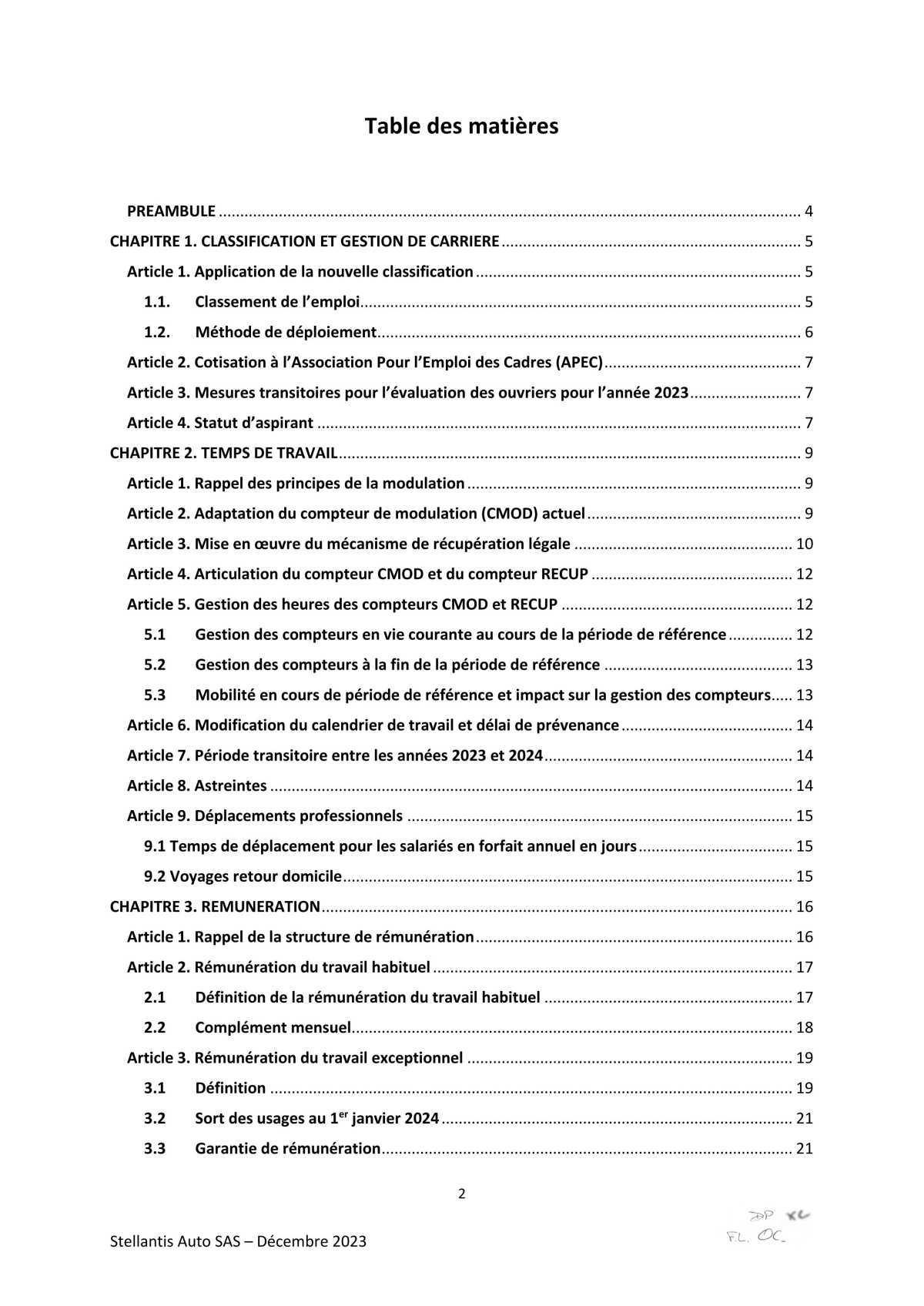 Accord d’adaptation du statut collectif Stellantis Auto SAS