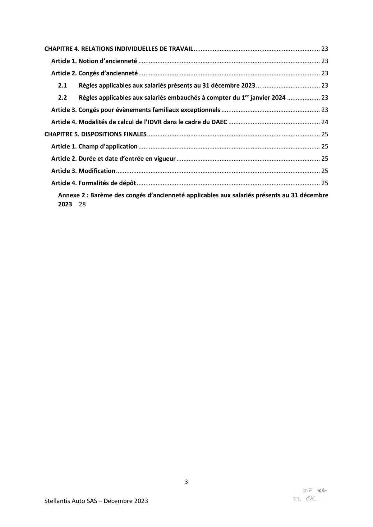 Accord d’adaptation du statut collectif Stellantis Auto SAS