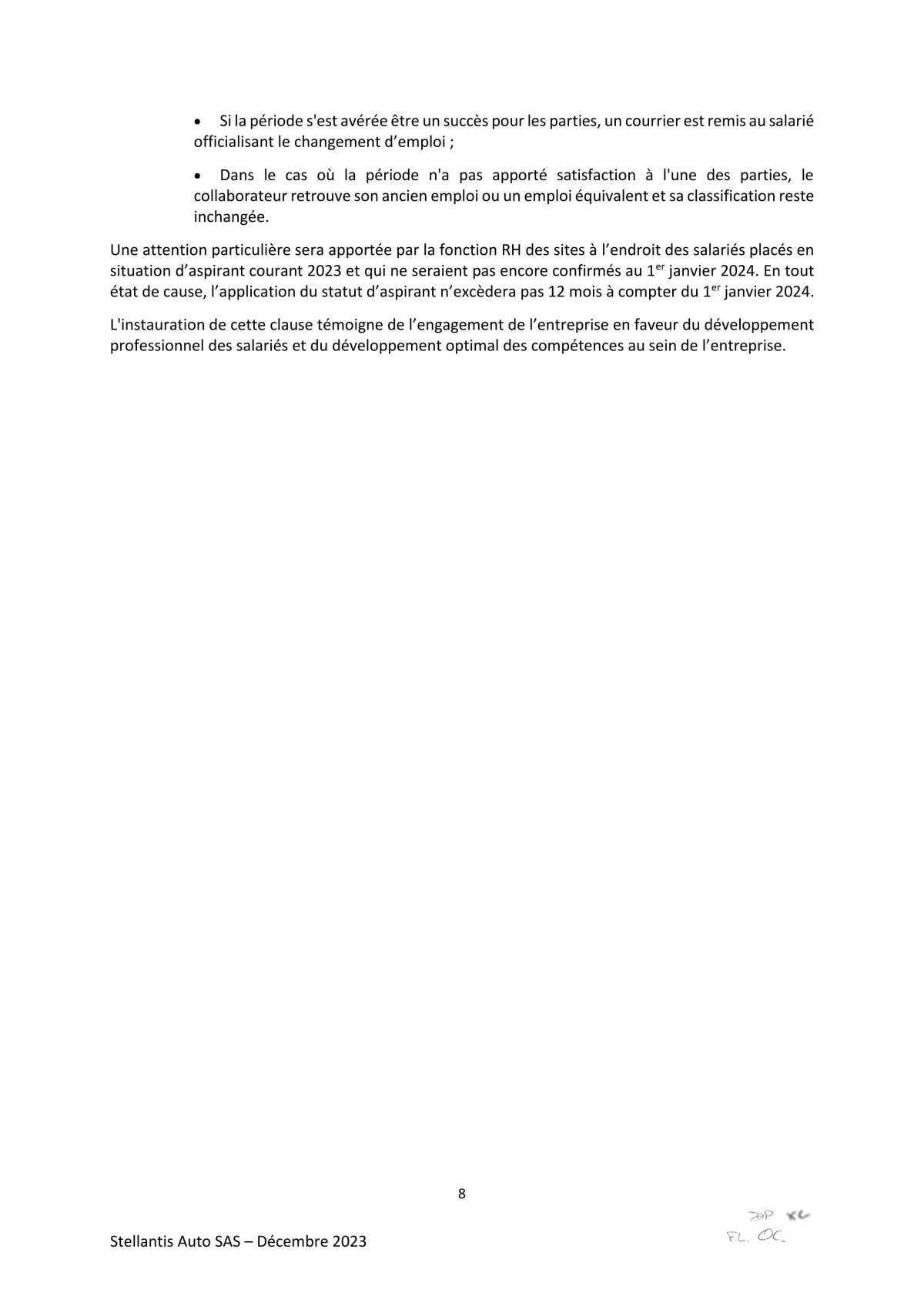 Accord d’adaptation du statut collectif Stellantis Auto SAS