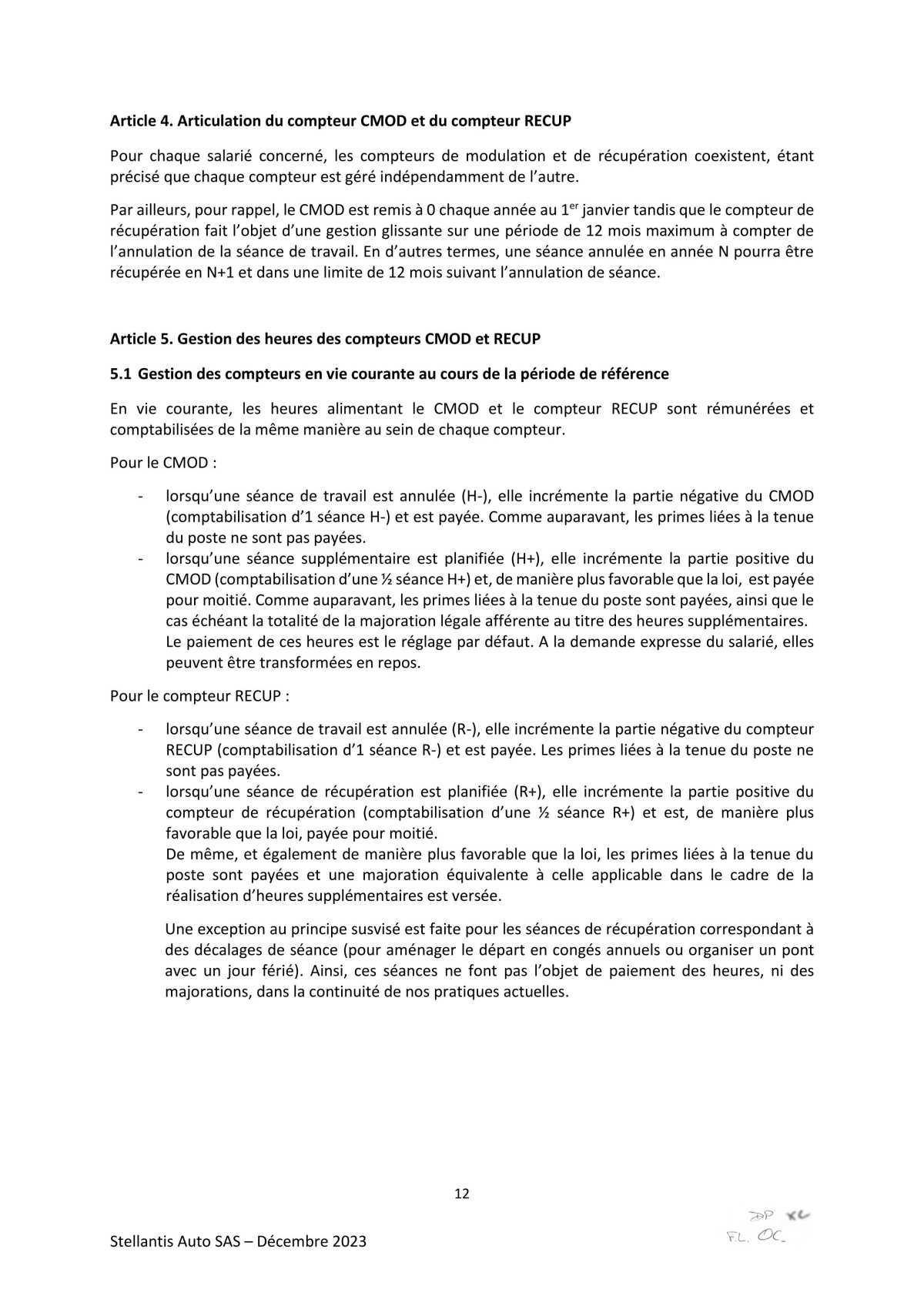 Accord d’adaptation du statut collectif Stellantis Auto SAS
