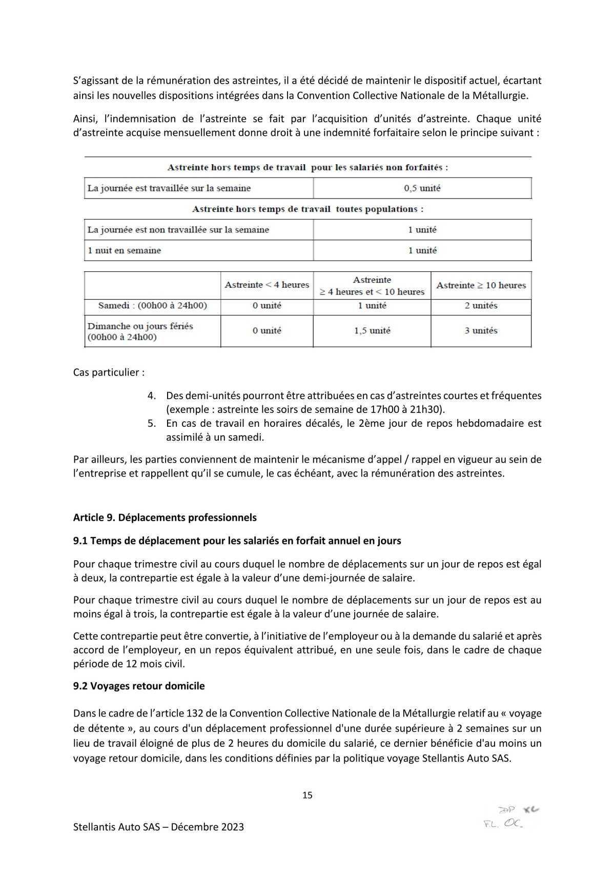 Accord d’adaptation du statut collectif Stellantis Auto SAS
