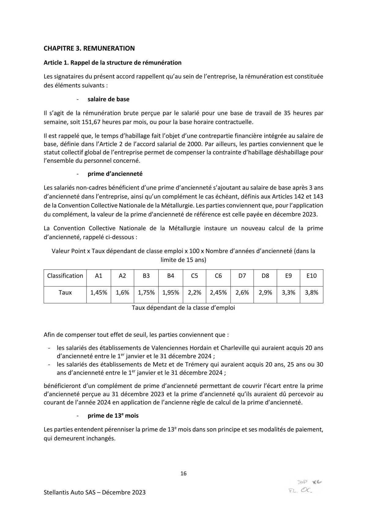 Accord d’adaptation du statut collectif Stellantis Auto SAS