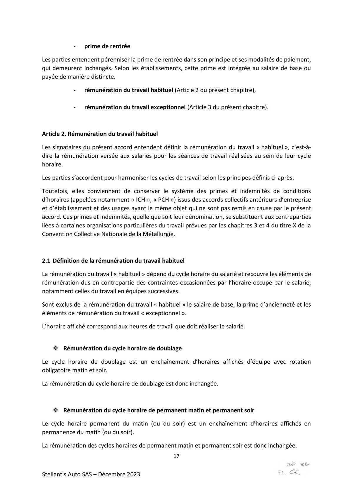 Accord d’adaptation du statut collectif Stellantis Auto SAS