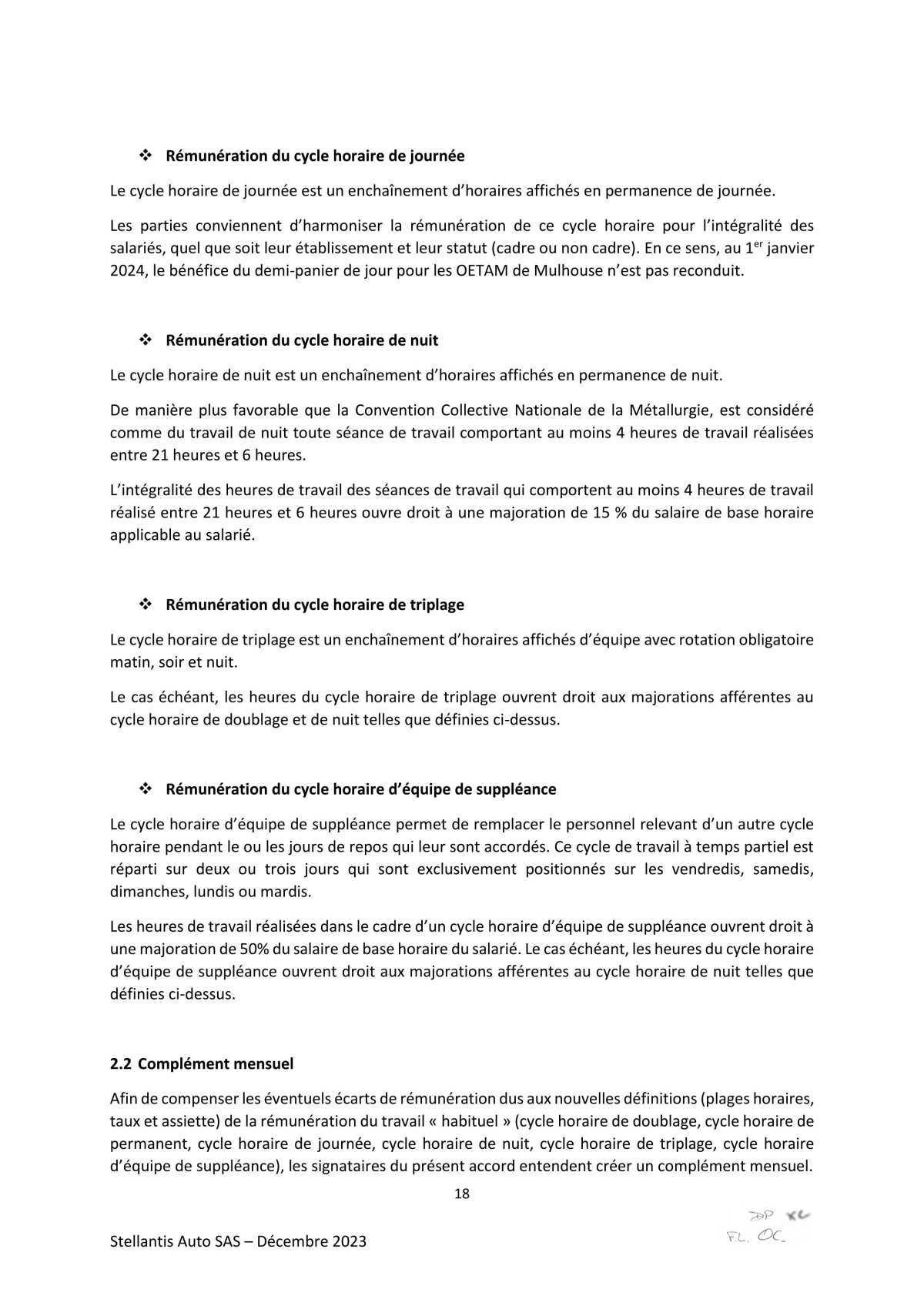Accord d’adaptation du statut collectif Stellantis Auto SAS