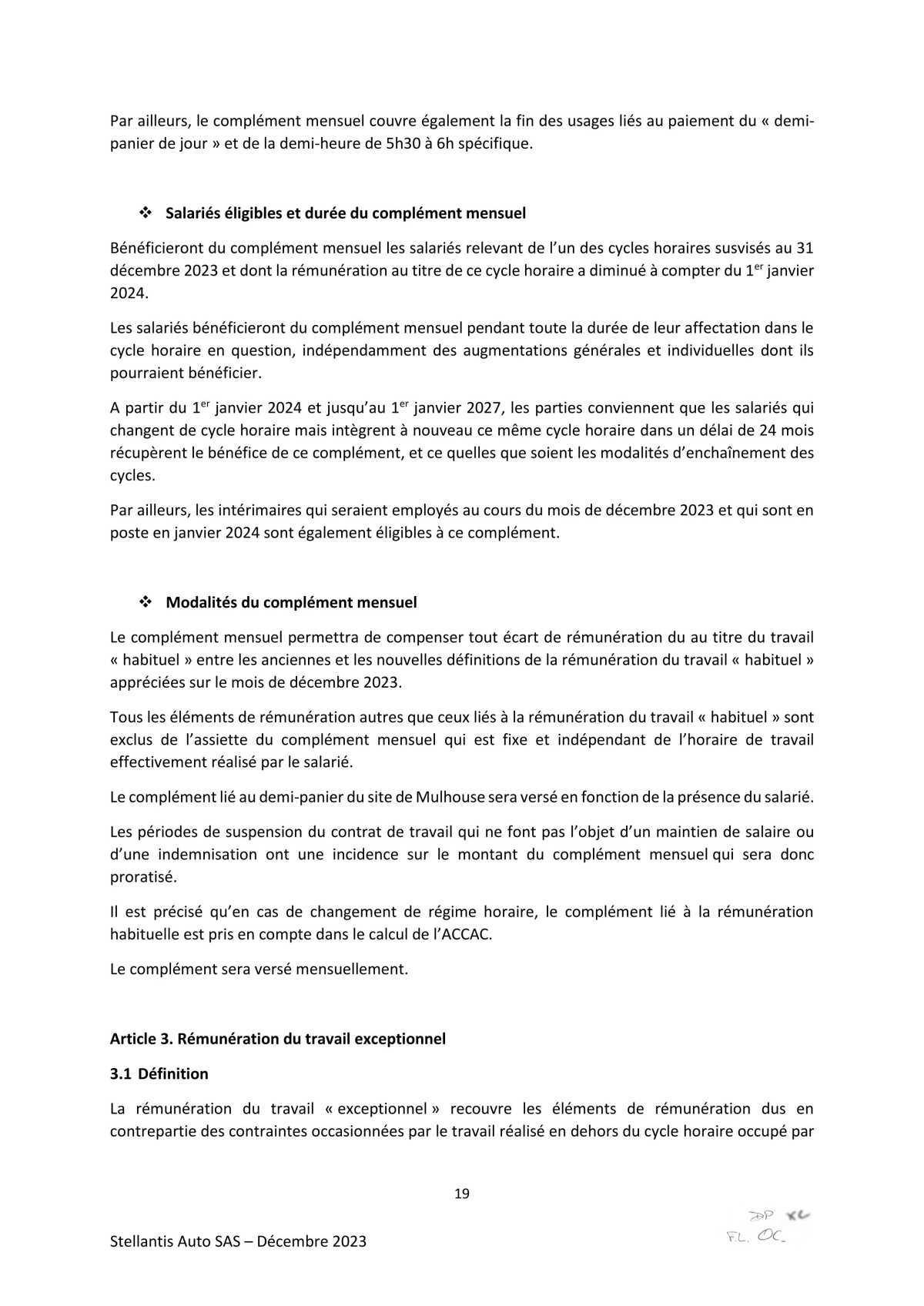 Accord d’adaptation du statut collectif Stellantis Auto SAS