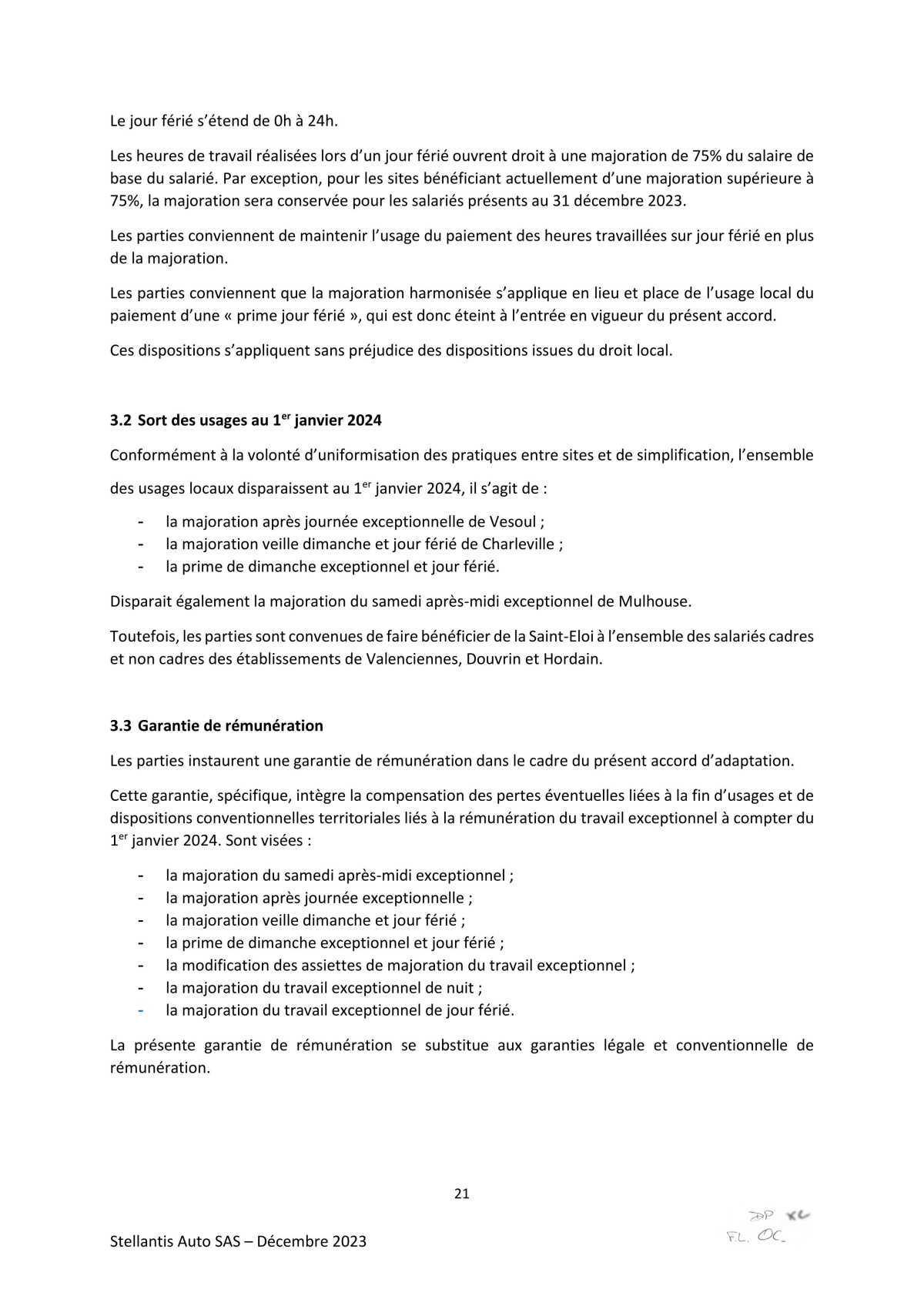 Accord d’adaptation du statut collectif Stellantis Auto SAS