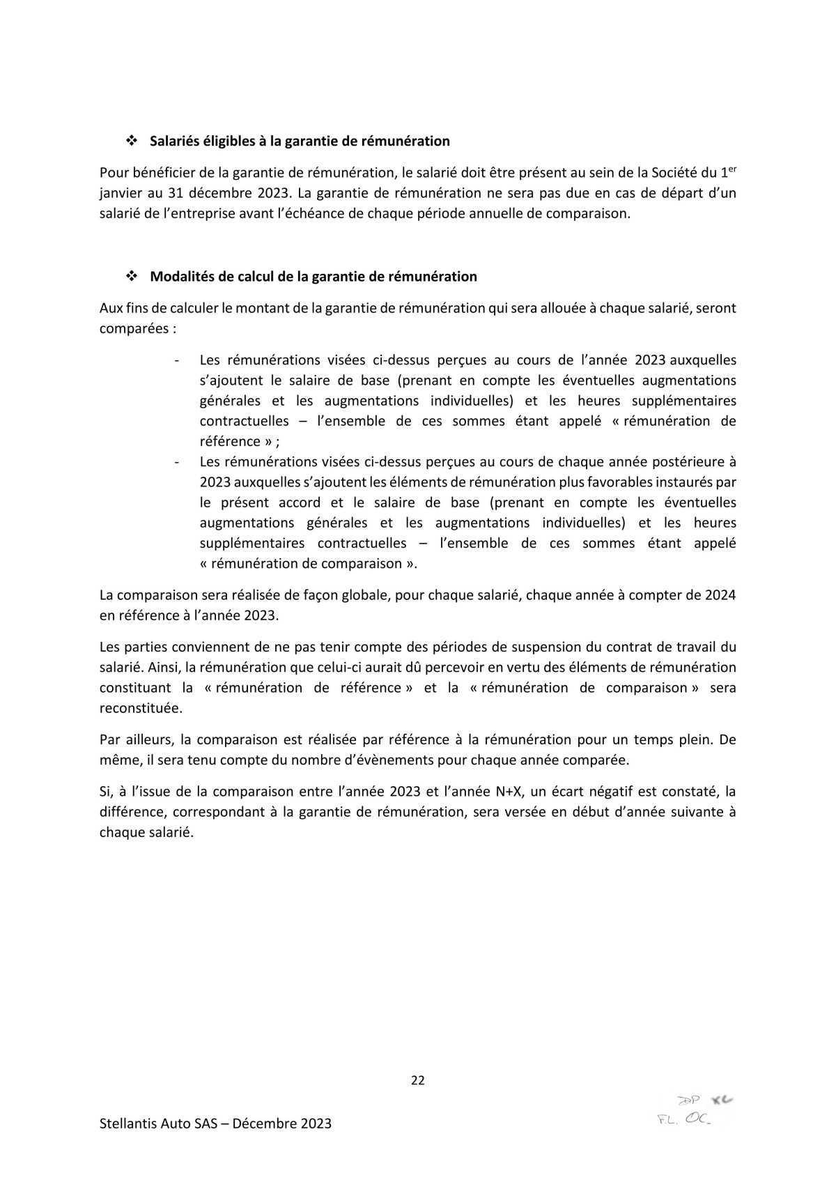 Accord d’adaptation du statut collectif Stellantis Auto SAS