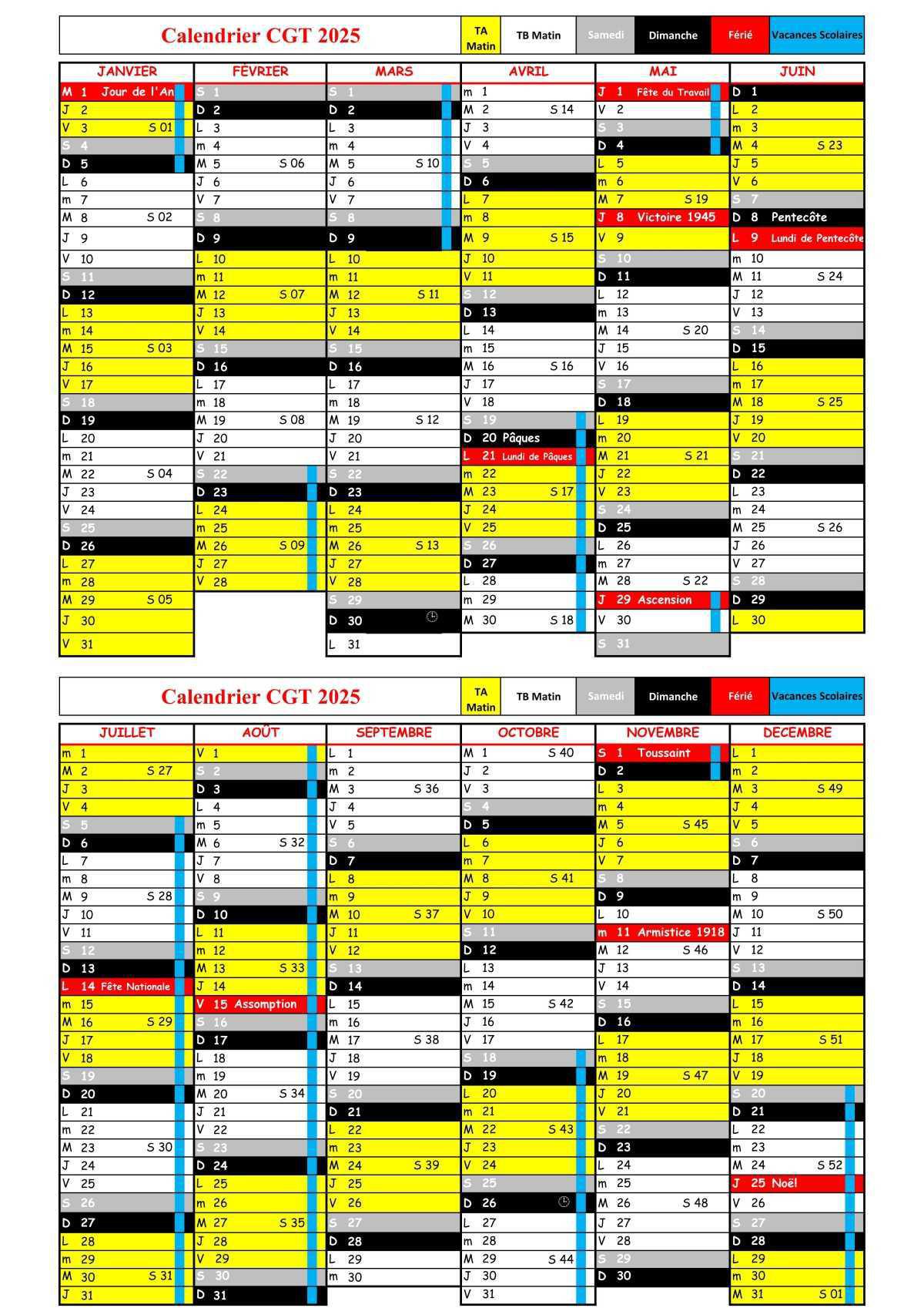 Calendrier 2025