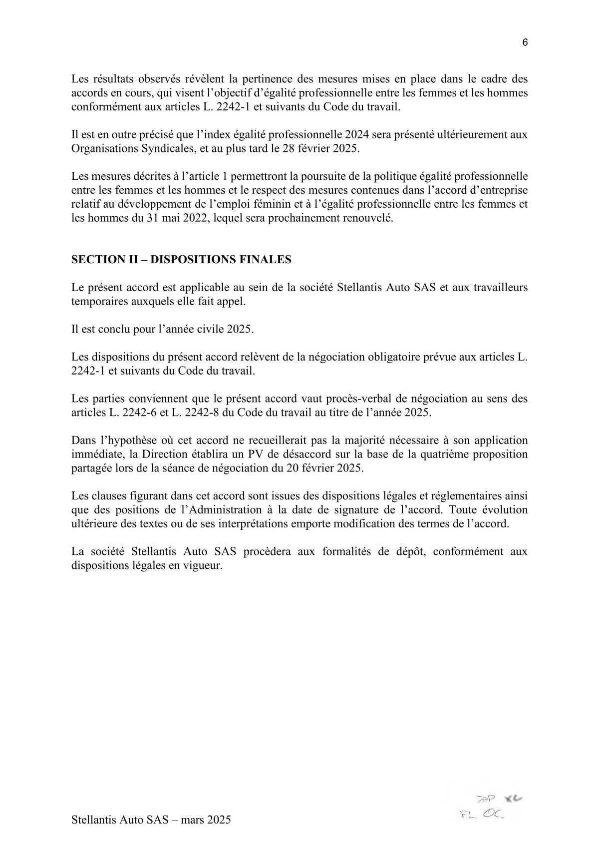 Accord relatif à la négociation sur la rémunération pour l'année 2025 au sein de STELLANTIS AUTO SAS
