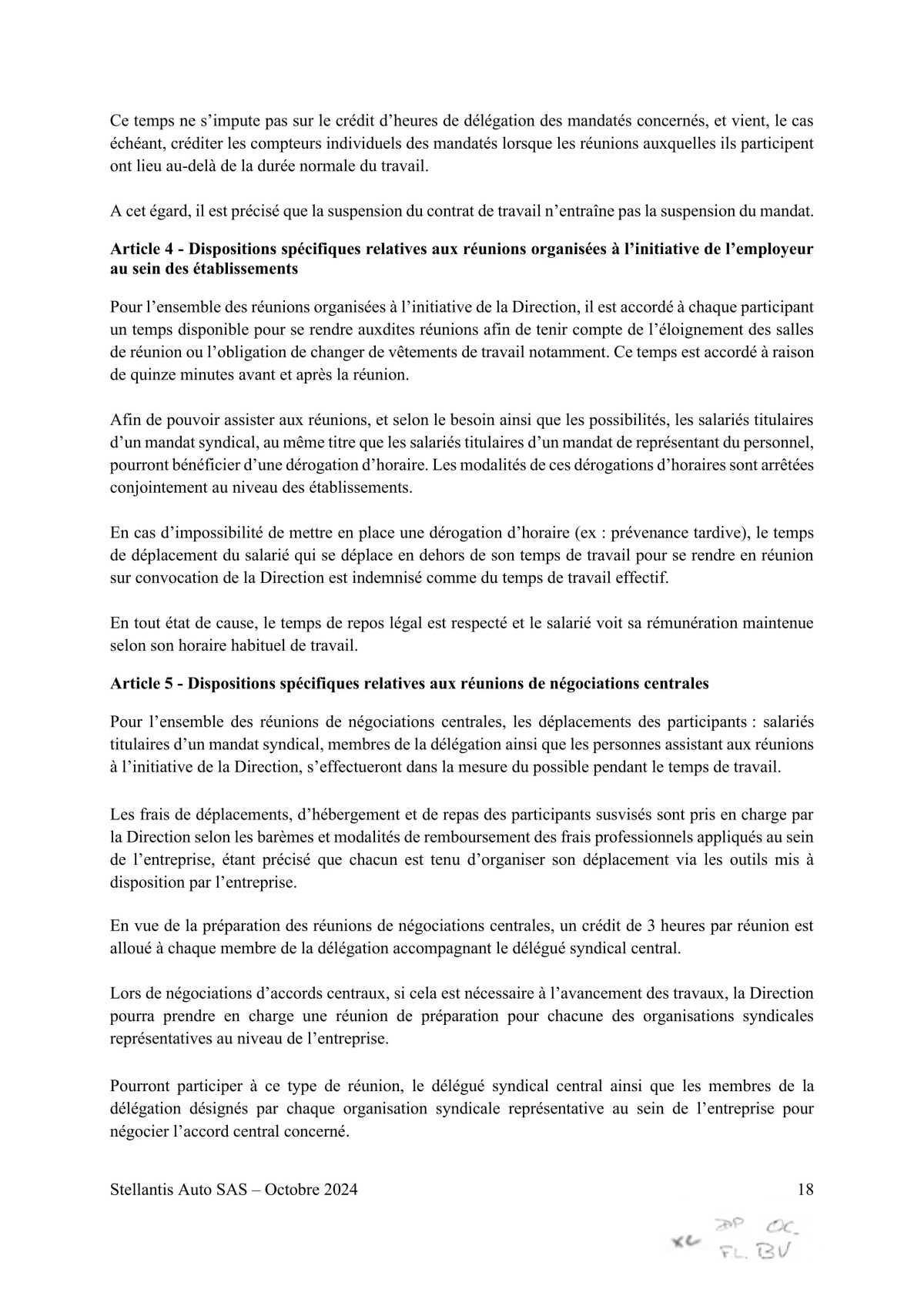 Accord STELLANTIS AUTO SAS portant sur le droit syndical