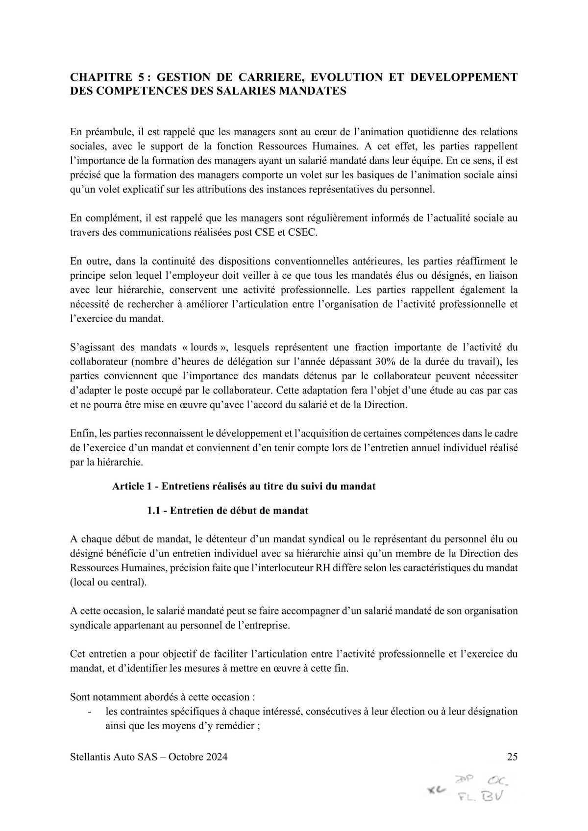 Accord STELLANTIS AUTO SAS portant sur le droit syndical