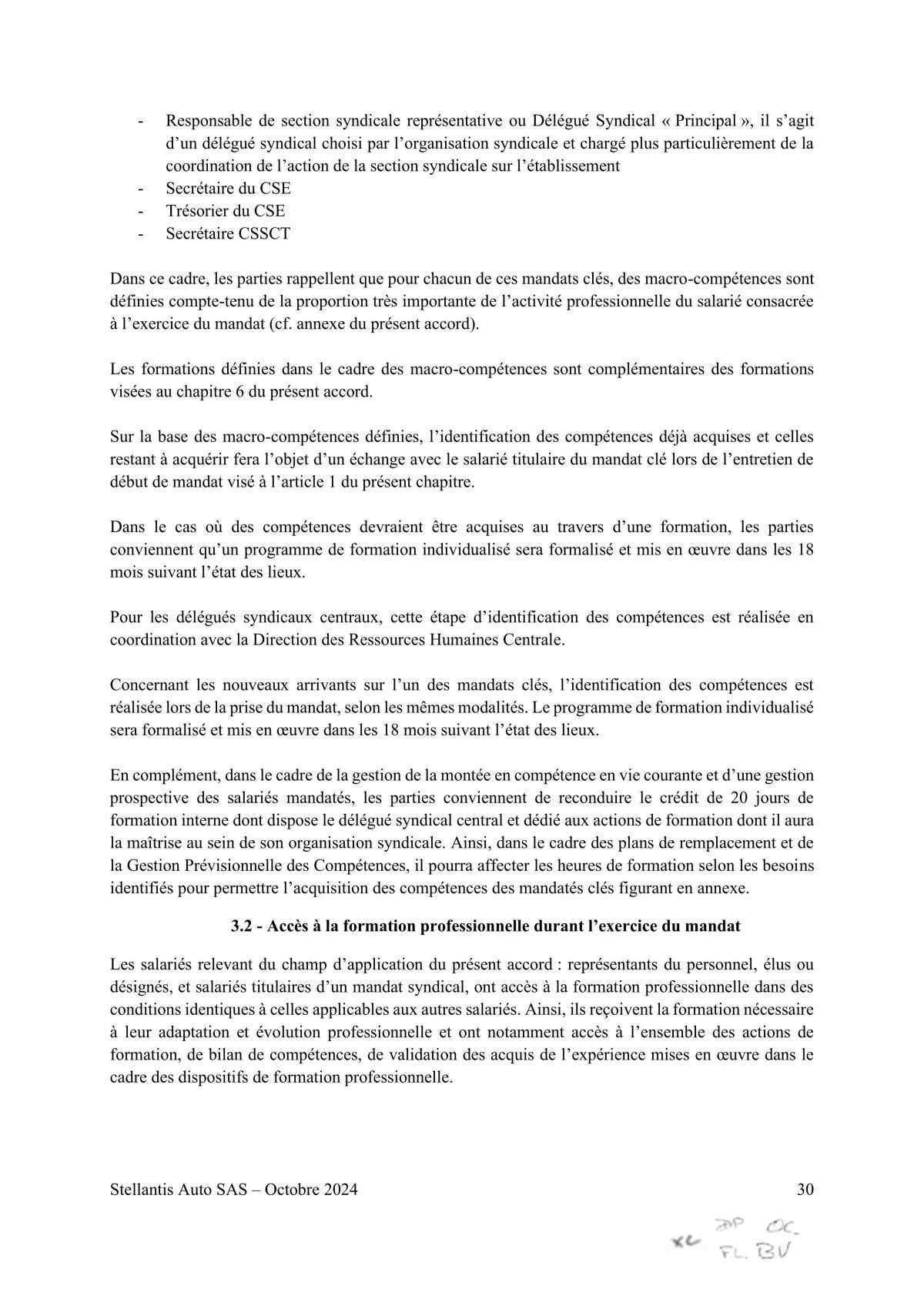 Accord STELLANTIS AUTO SAS portant sur le droit syndical