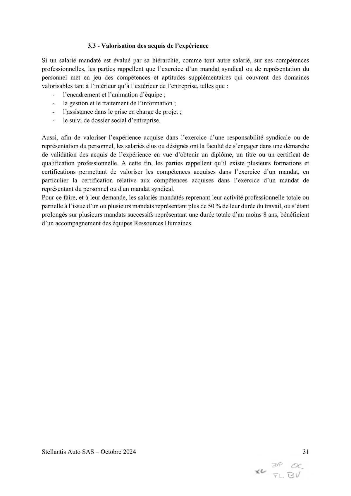 Accord STELLANTIS AUTO SAS portant sur le droit syndical