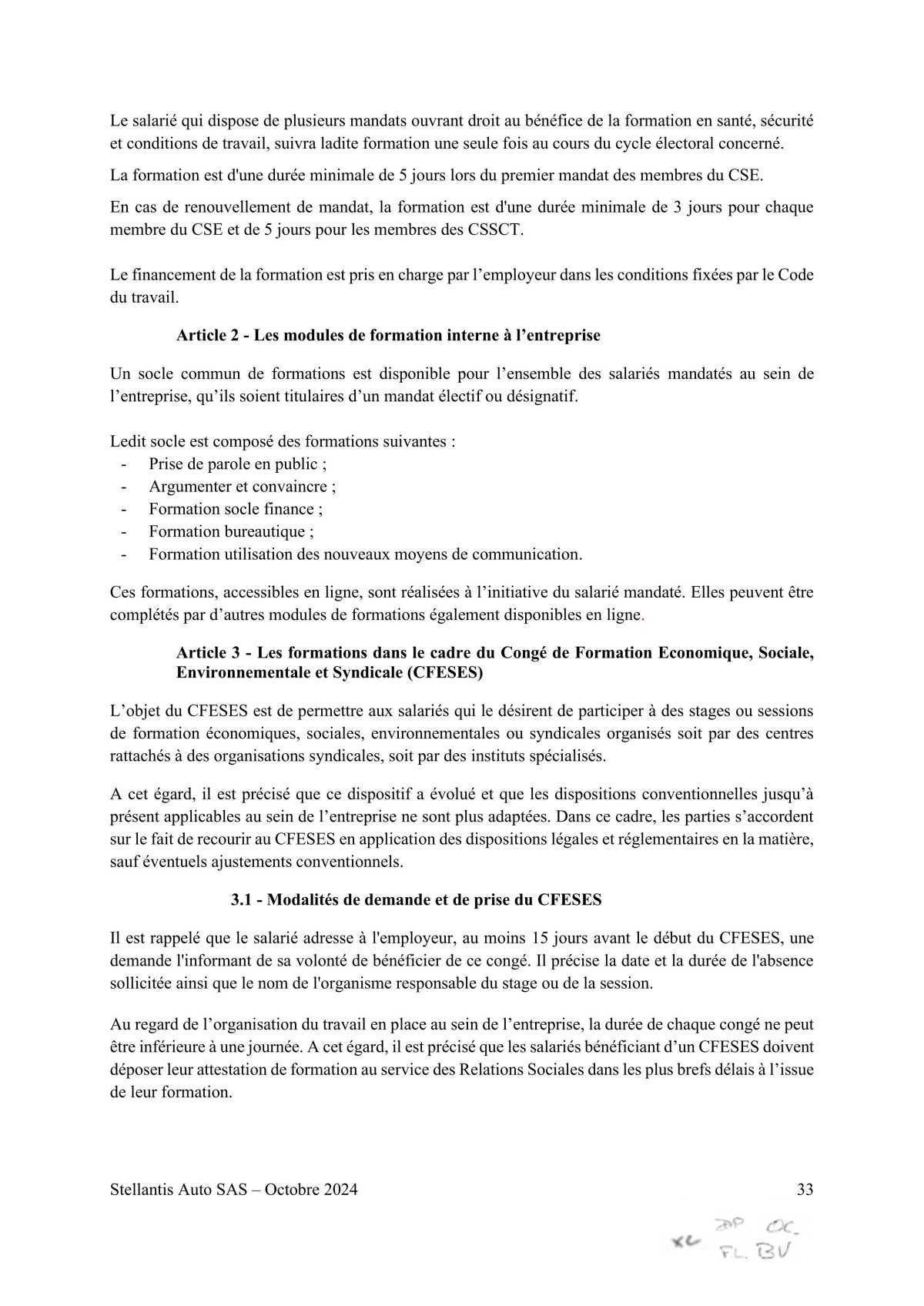 Accord STELLANTIS AUTO SAS portant sur le droit syndical