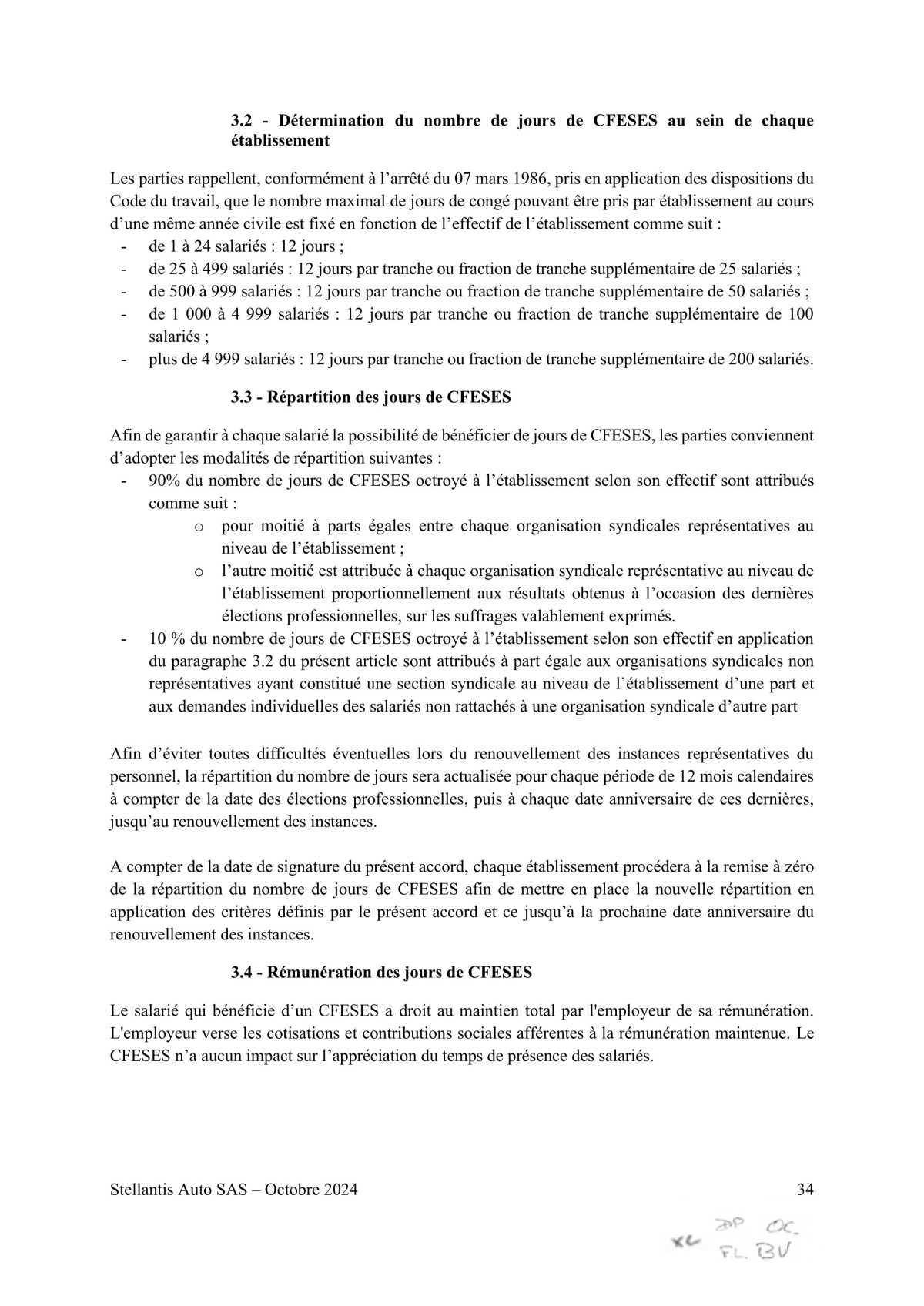 Accord STELLANTIS AUTO SAS portant sur le droit syndical