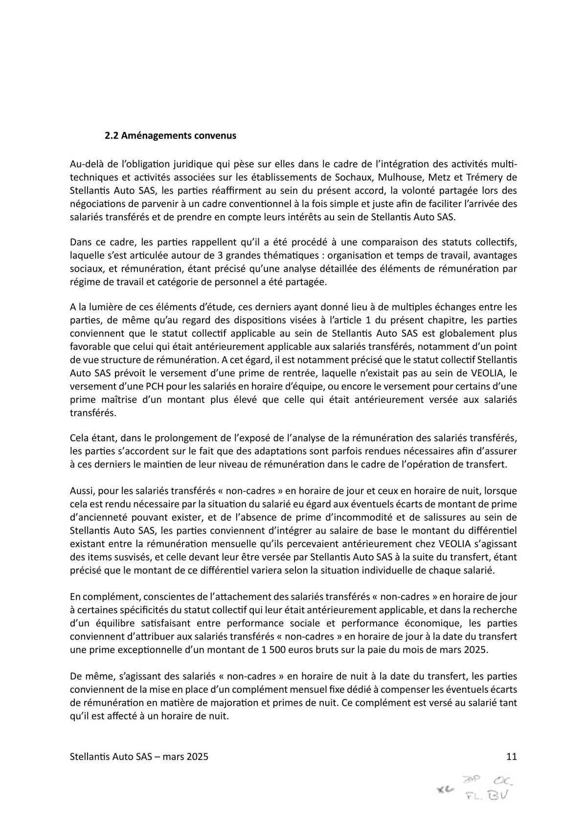 Accord collectif de substitution relatif à l'intégration de salariés du Groupe VEOLIA au sein de la société Stellantis Auto SAS