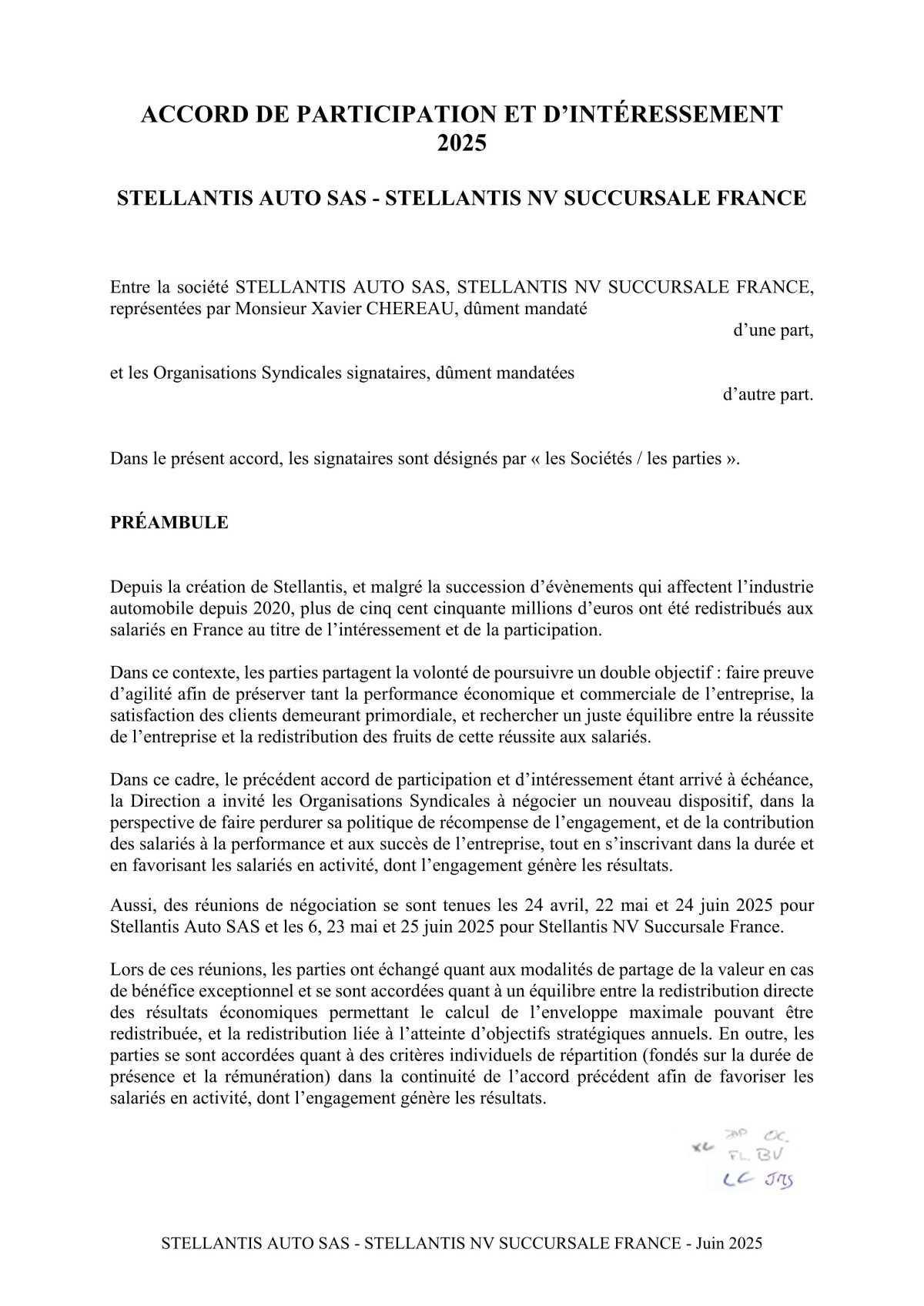 Accord de participation et d'intéressement 2025