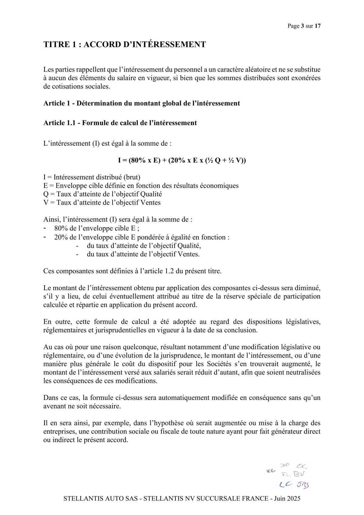 Accord de participation et d'intéressement 2025