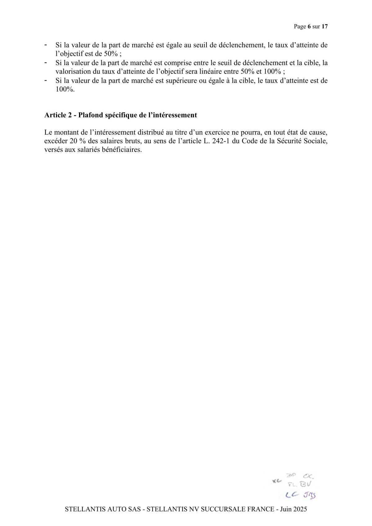 Accord de participation et d'intéressement 2025