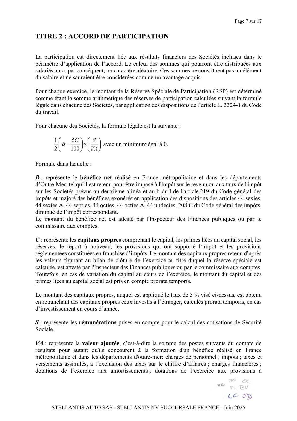 Accord de participation et d'intéressement 2025