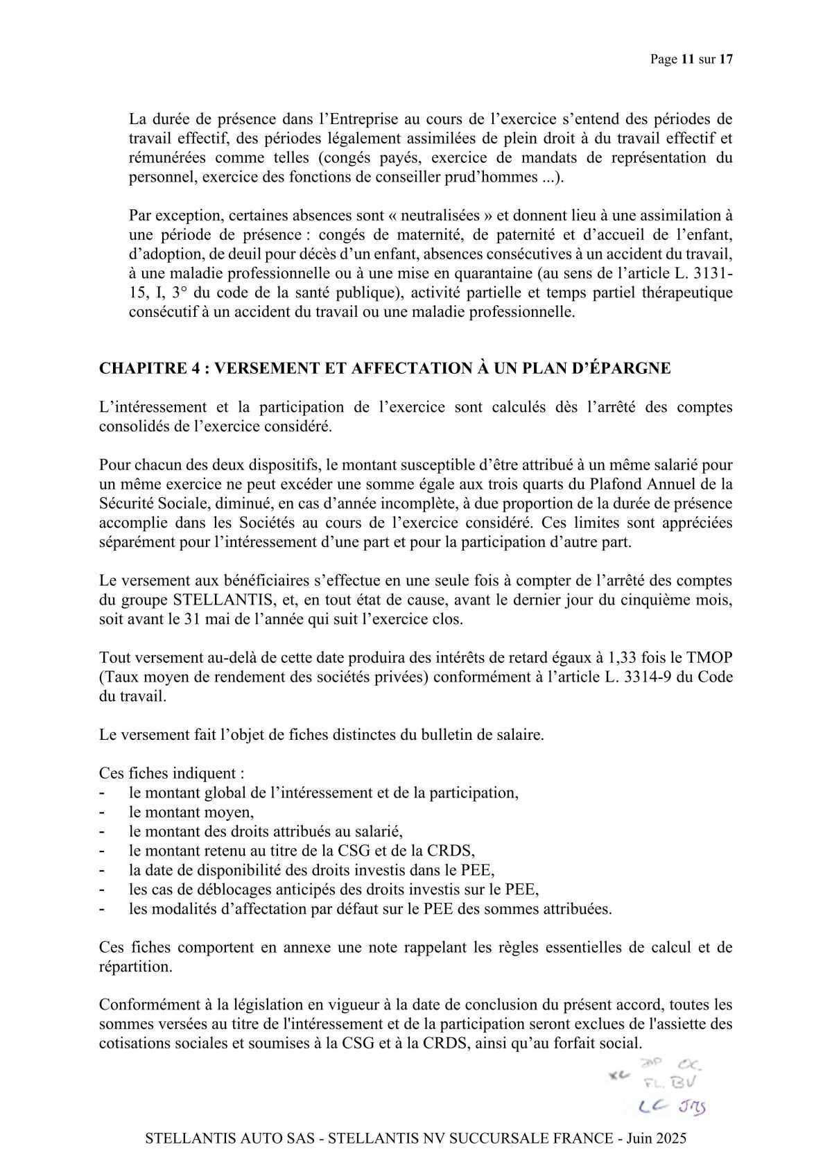 Accord de participation et d'intéressement 2025