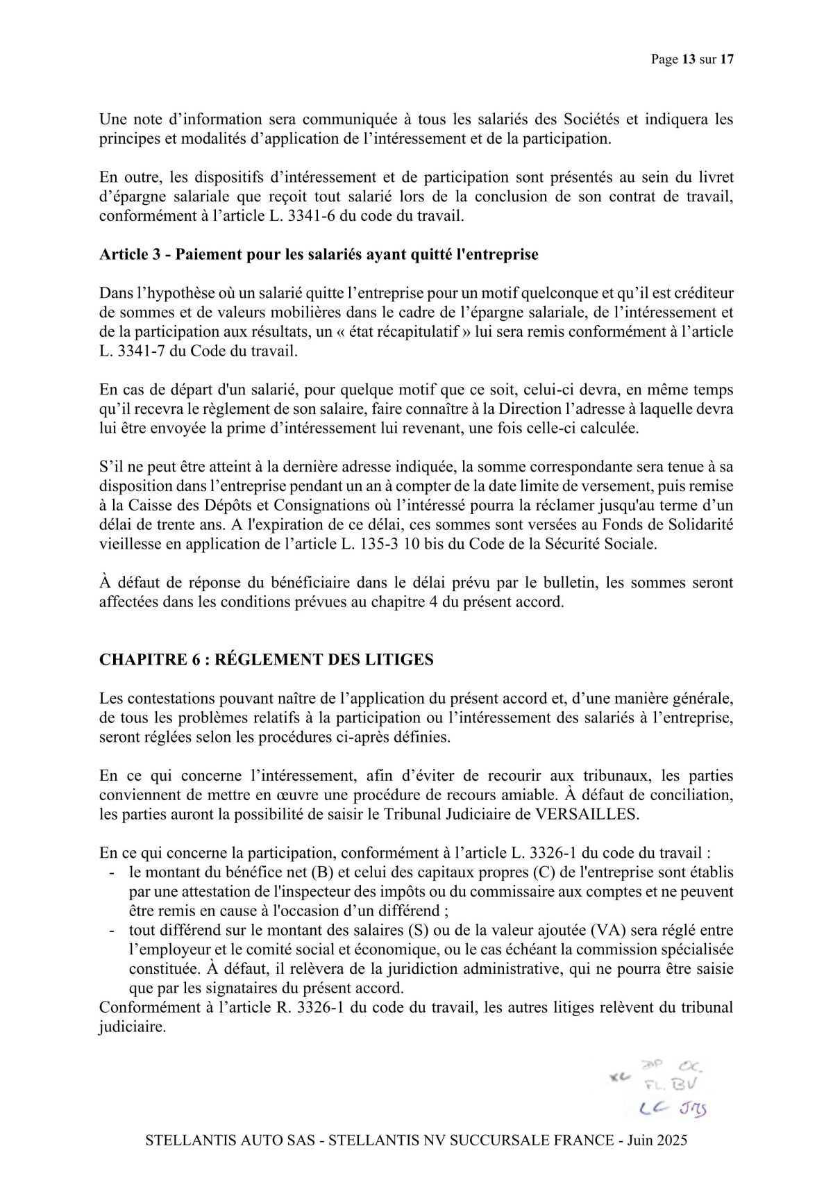 Accord de participation et d'intéressement 2025