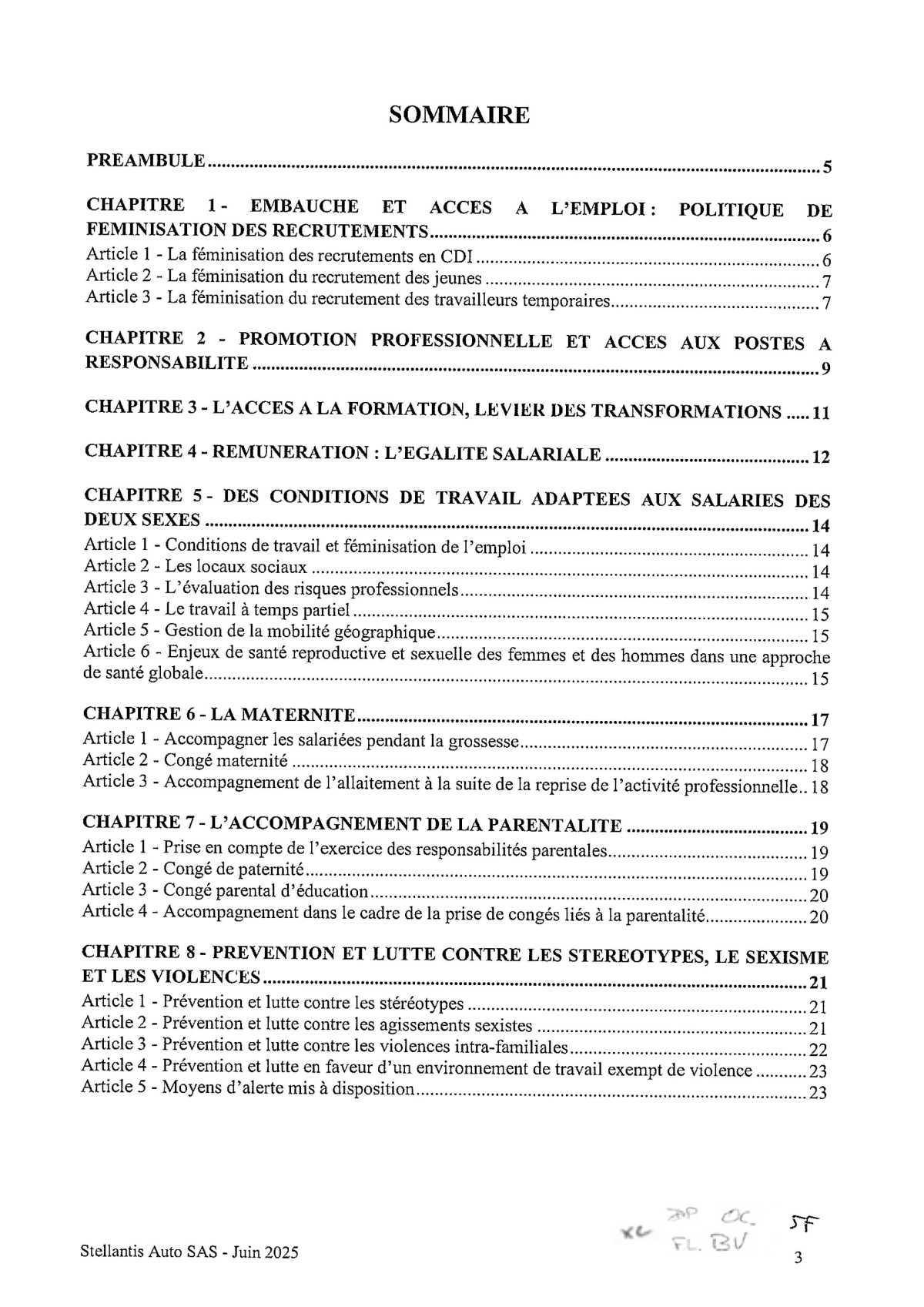Accord Stellantis AUTO SAS relatif au développement de l'emploi féminin et à l'égalité professionnelle entre les Femmes et les Hommes 
