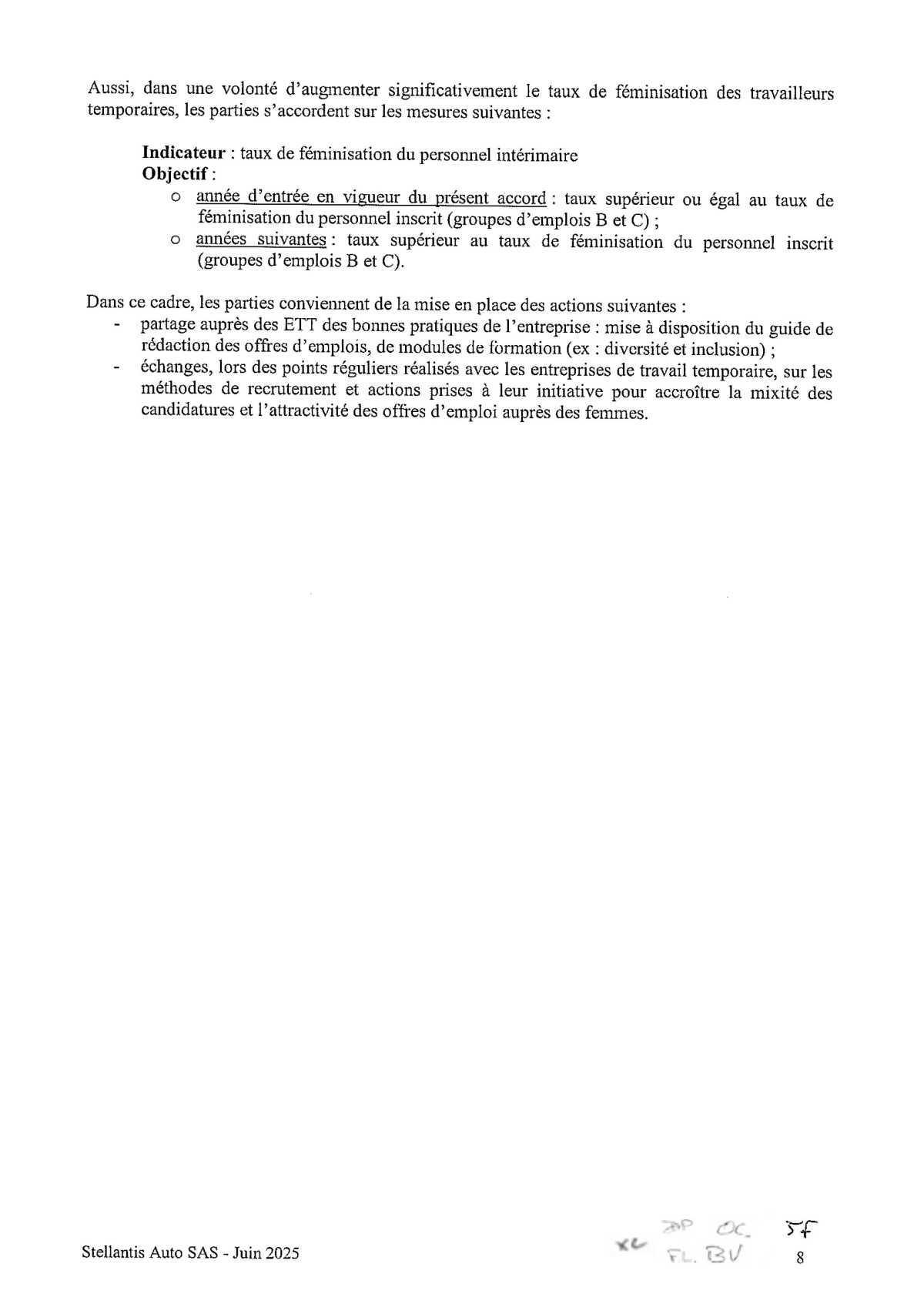 Accord Stellantis AUTO SAS relatif au développement de l'emploi féminin et à l'égalité professionnelle entre les Femmes et les Hommes 