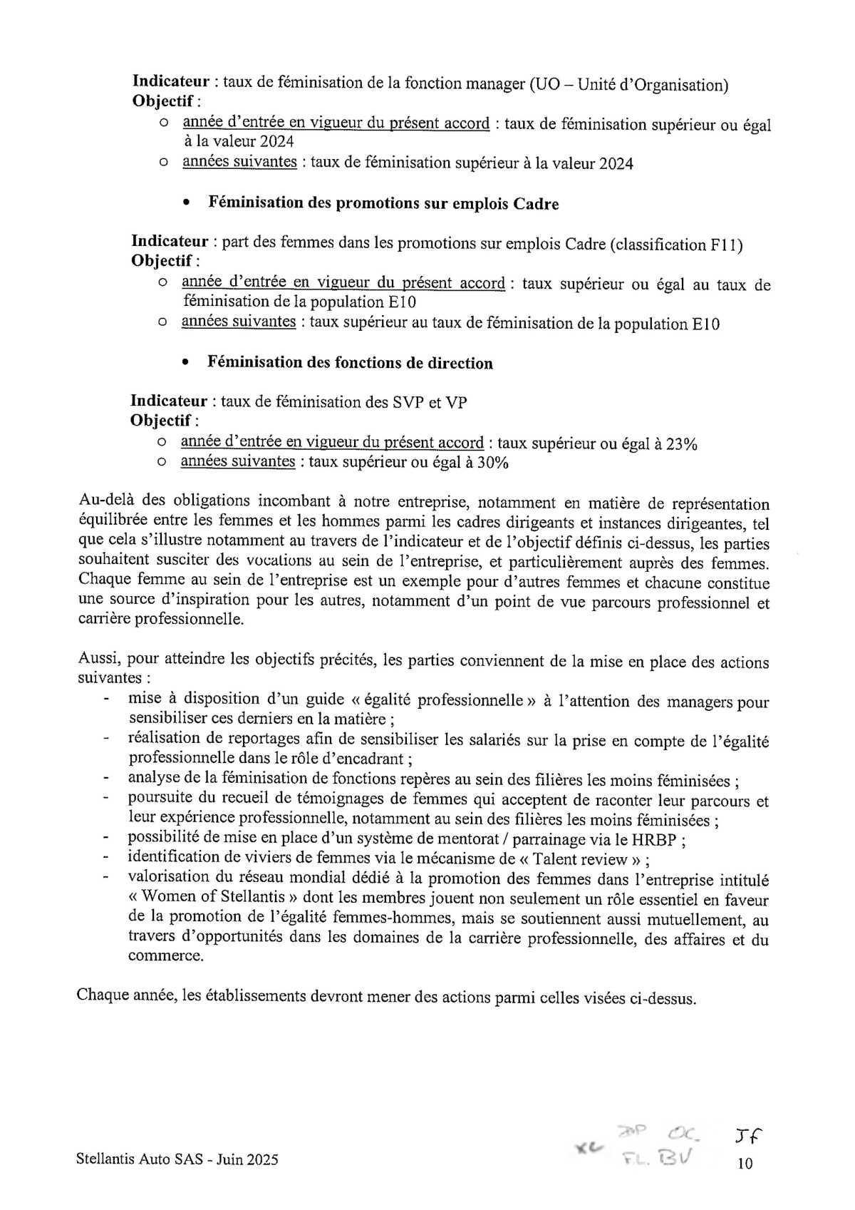 Accord Stellantis AUTO SAS relatif au développement de l'emploi féminin et à l'égalité professionnelle entre les Femmes et les Hommes 