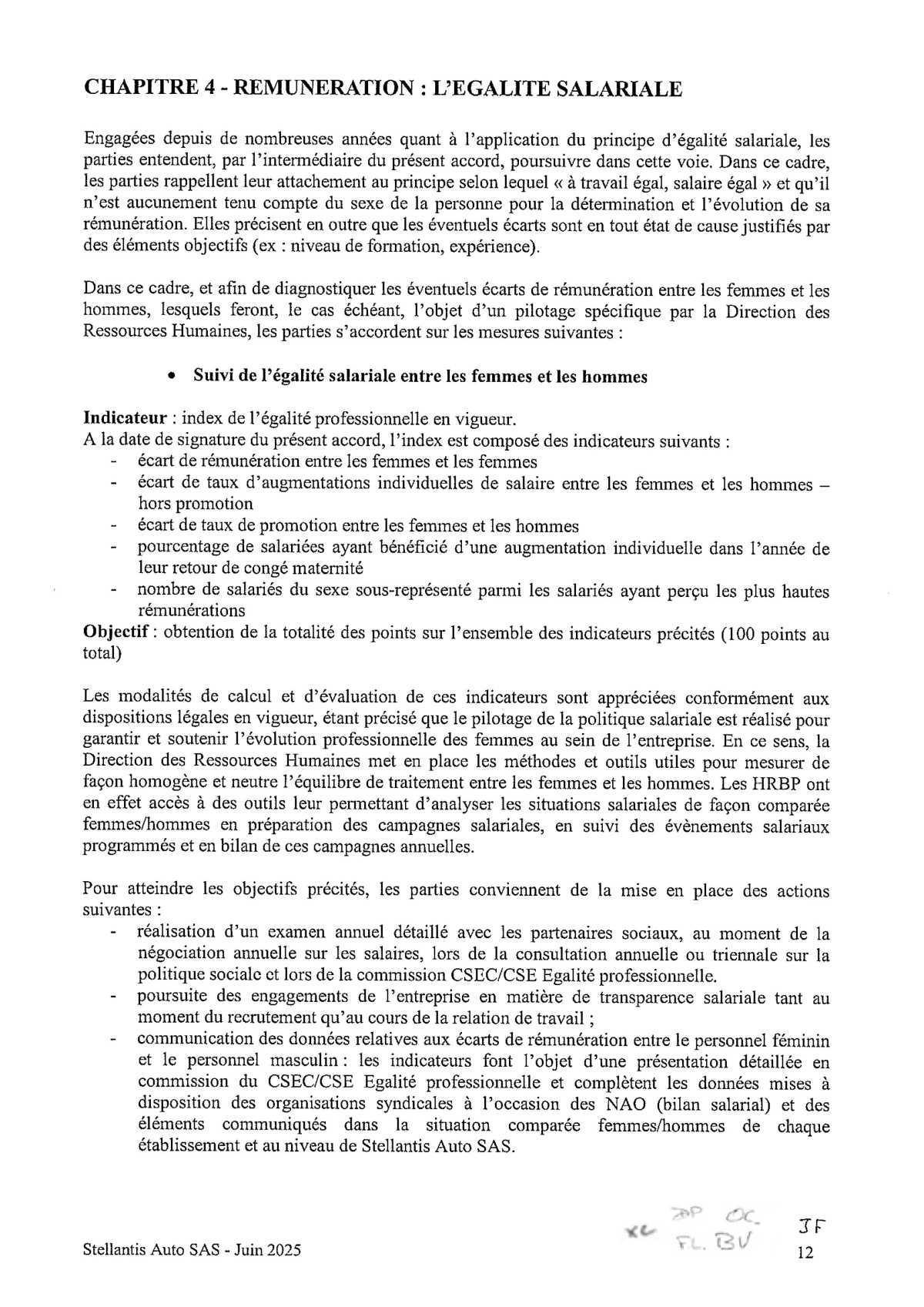 Accord Stellantis AUTO SAS relatif au développement de l'emploi féminin et à l'égalité professionnelle entre les Femmes et les Hommes 