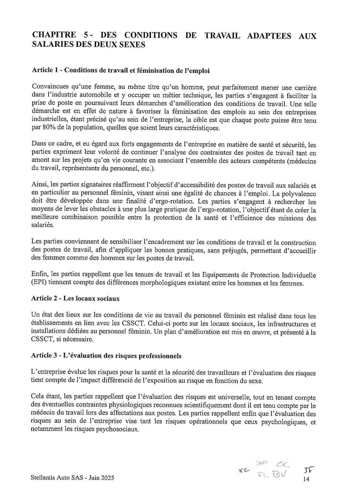 Accord Stellantis AUTO SAS relatif au développement de l'emploi féminin et à l'égalité professionnelle entre les Femmes et les Hommes 