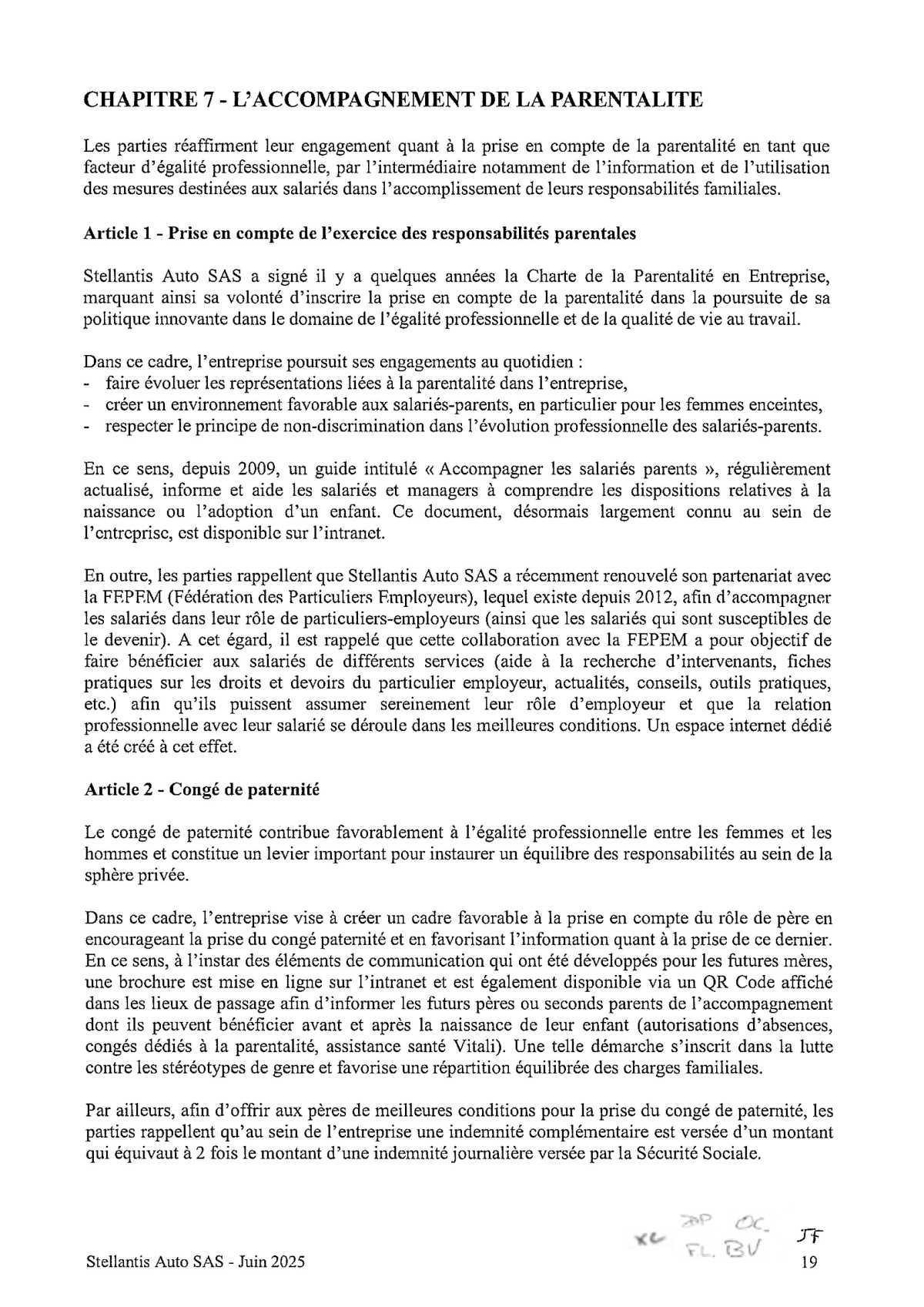 Accord Stellantis AUTO SAS relatif au développement de l'emploi féminin et à l'égalité professionnelle entre les Femmes et les Hommes 